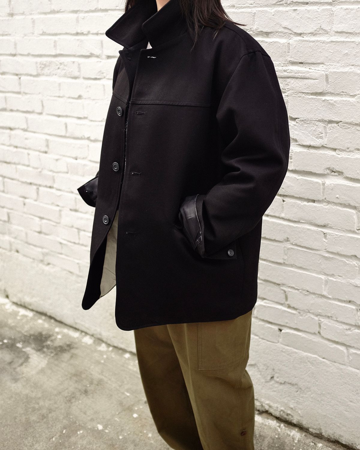 뗄라(TELA) Black Cotton Canvas Work Jacket