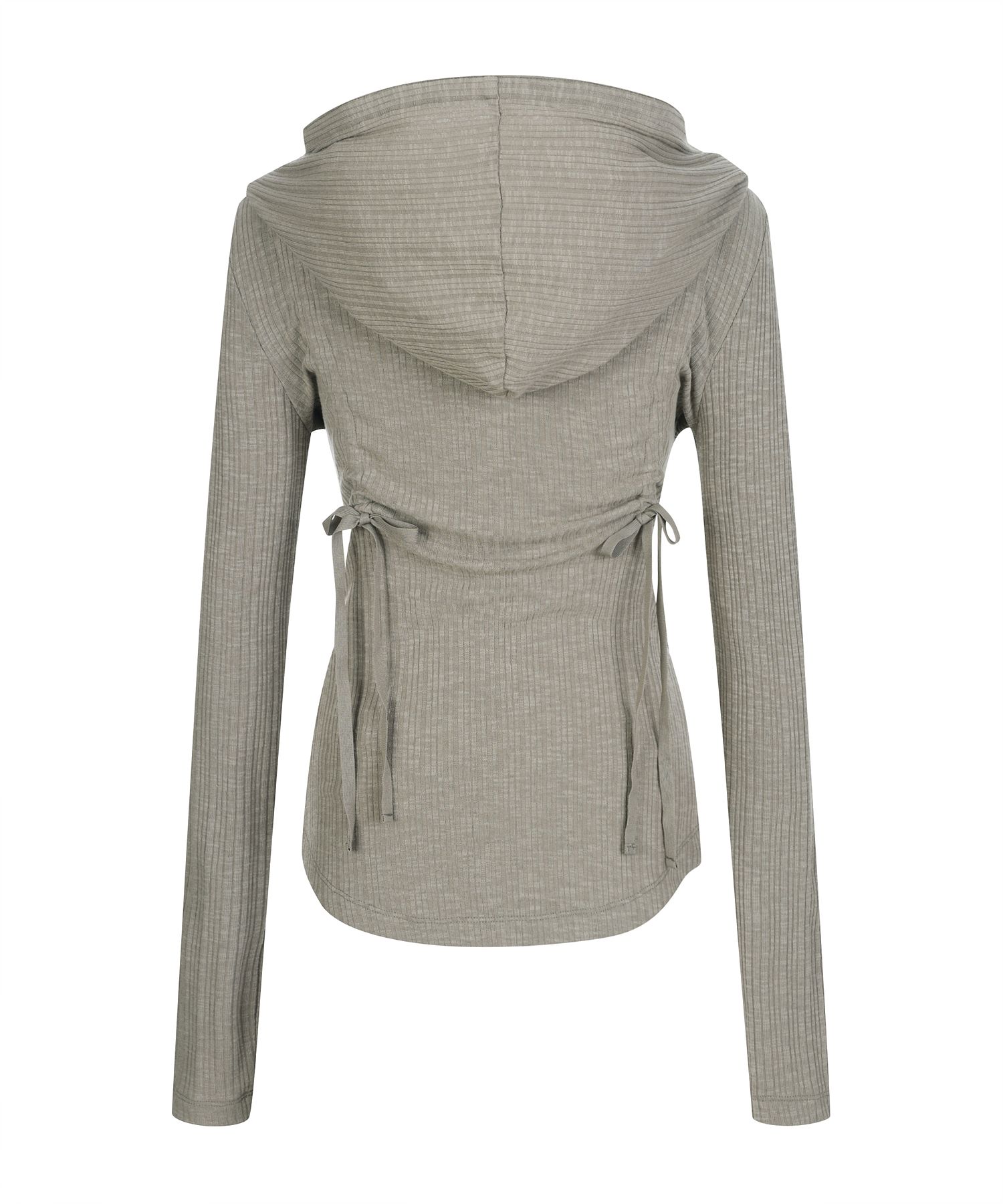 MUSINSA | LALAFOX SHIRRING SNAP BOTTON HOODIE ZIP-UP BEIGE