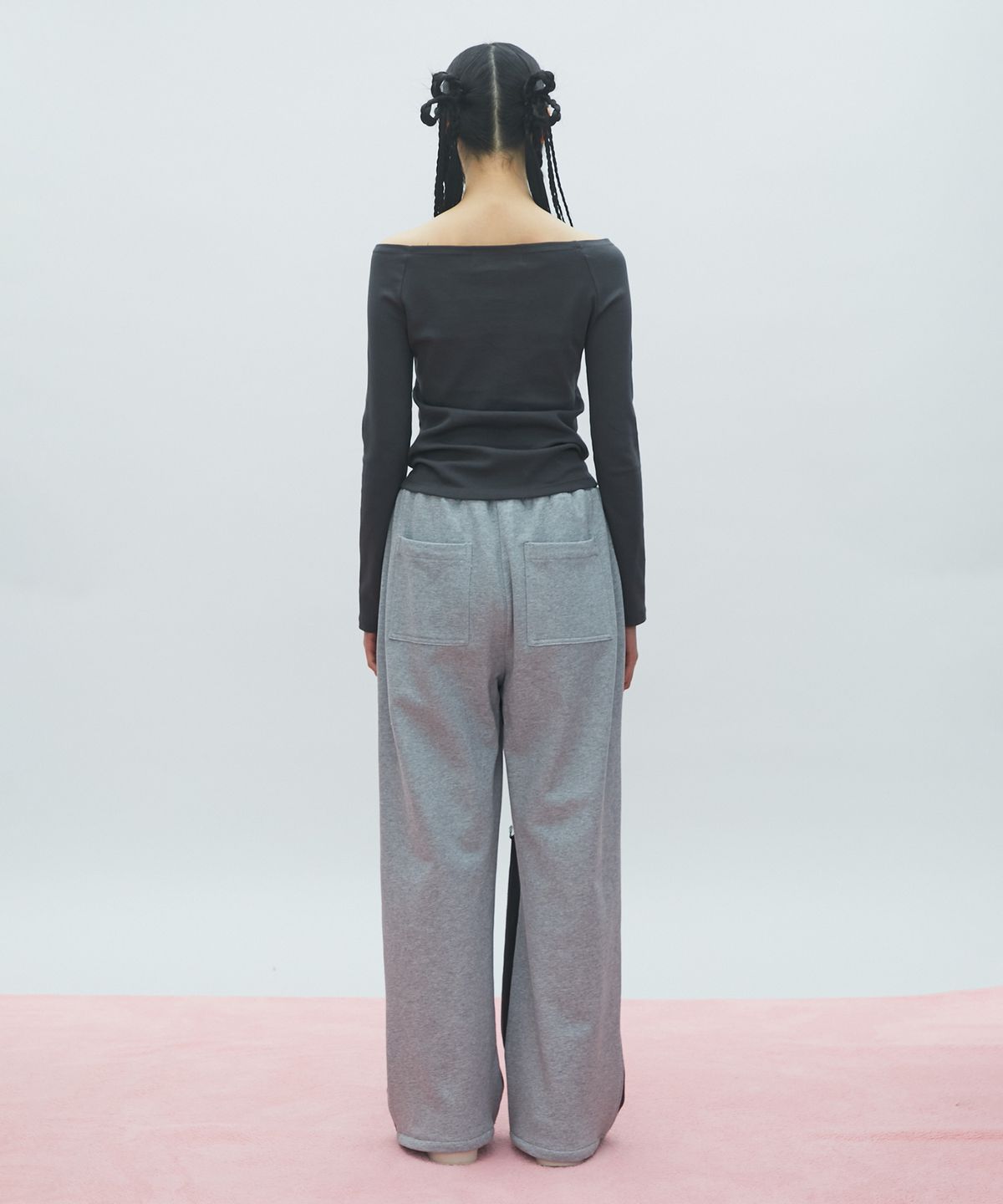 라라폭스(LALAFOX) HALF DENIM HALF SWEAT PANTS 데님 스웻 팬츠 BLACK BR2DP001
