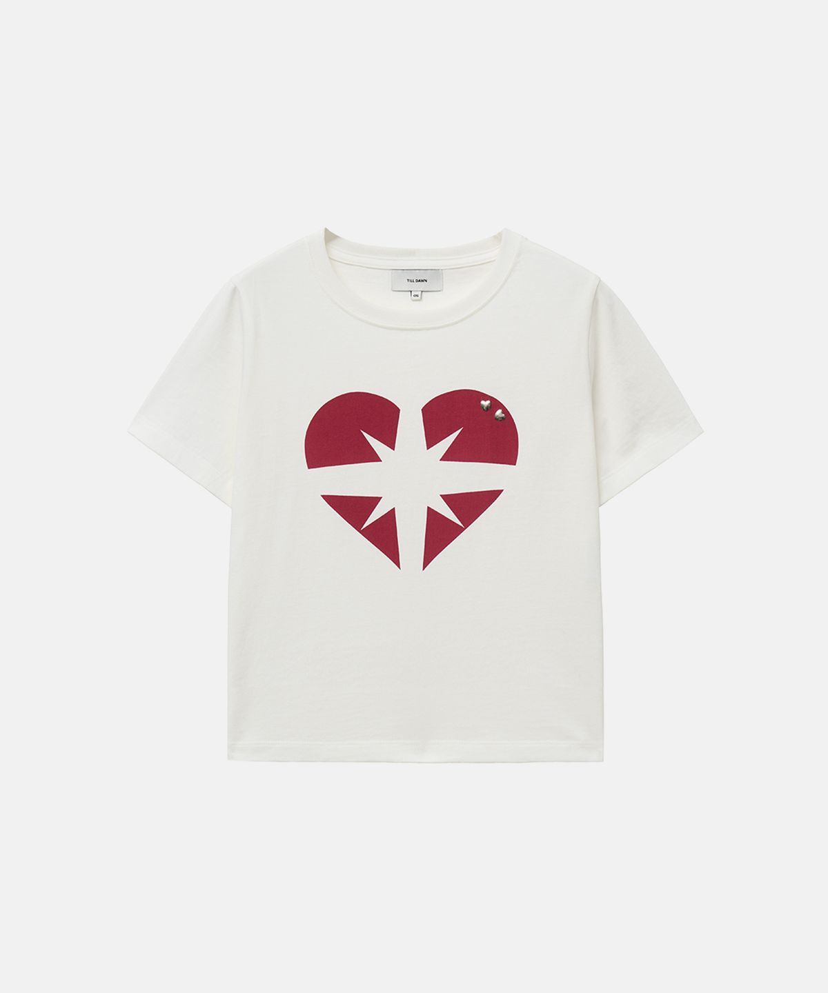 틸던(TILLDAWN) HEART SYMBOL STUD CROP TOP off white