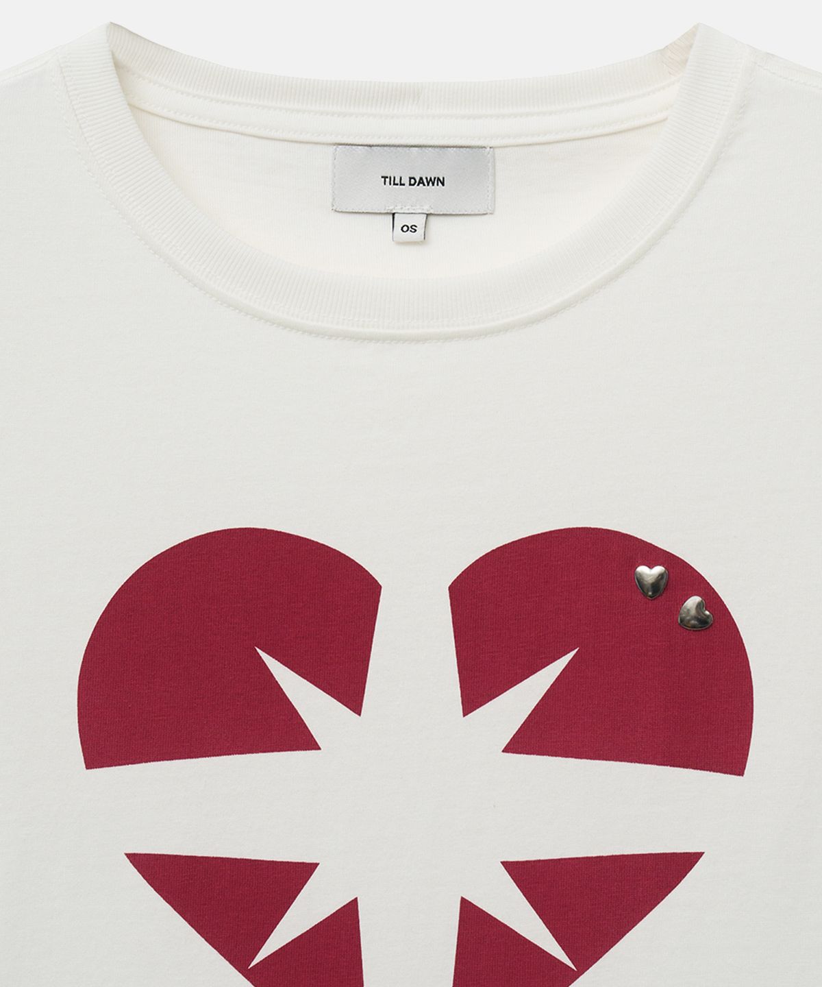 틸던(TILLDAWN) HEART SYMBOL STUD CROP TOP off white