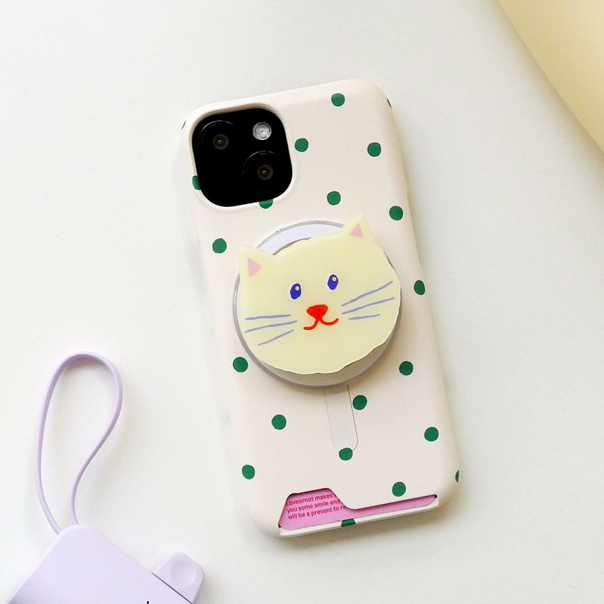 러브오낫(LOVE OR NOT) 맥세이프/카드수납_Green Balls-Ivory Magsafe/Card Phonecase