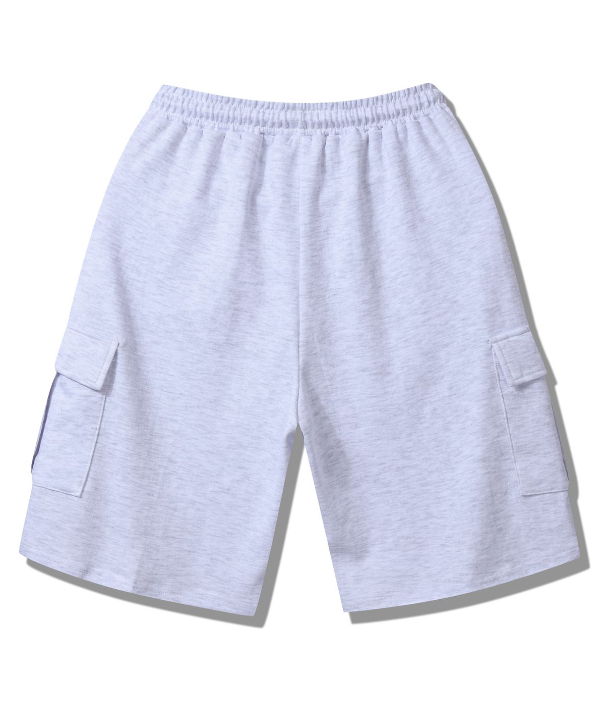락트개러지(ROCKED GARAGE) [UNISEX]버뮤다 와이드 원턱 카고 스웨트 쇼츠 [백멜란지]