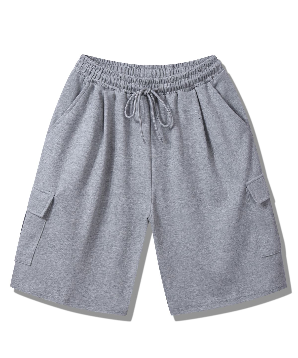 락트개러지(ROCKED GARAGE) [UNISEX]버뮤다 와이드 원턱 카고 스웨트 쇼츠 [그레이]