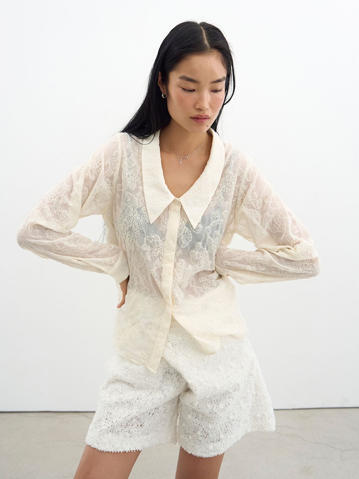 위메농(OUI MAIS NON) Sandro cotton lace blouse