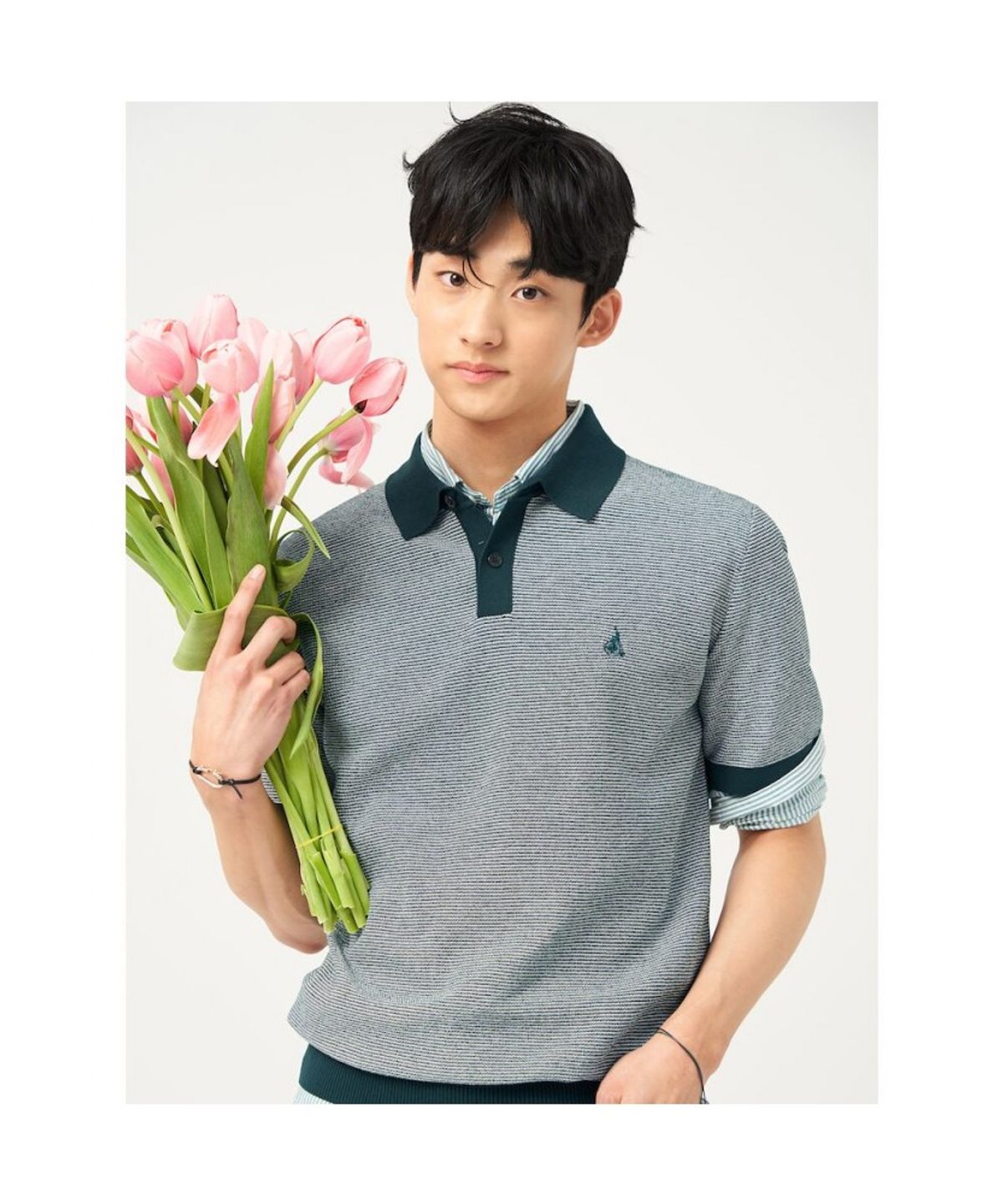 빈폴 멘(BEANPOLE MEN) [빈폴솔솔니트] 투톤 칼라넥 니트  그린 (BC5351C32M)
