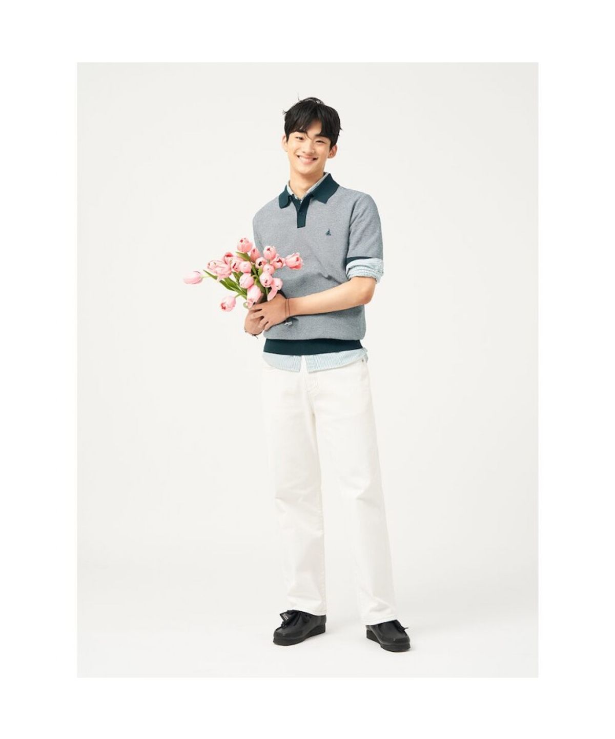 빈폴 멘(BEANPOLE MEN) [빈폴솔솔니트] 투톤 칼라넥 니트  그린 (BC5351C32M)