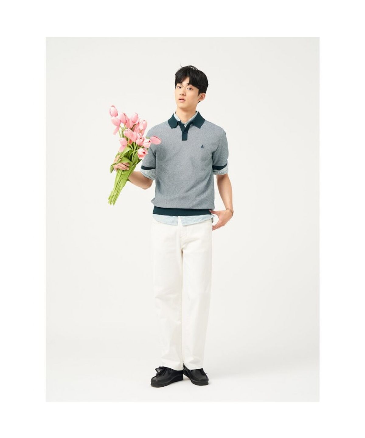 빈폴 멘(BEANPOLE MEN) [빈폴솔솔니트] 투톤 칼라넥 니트  그린 (BC5351C32M)