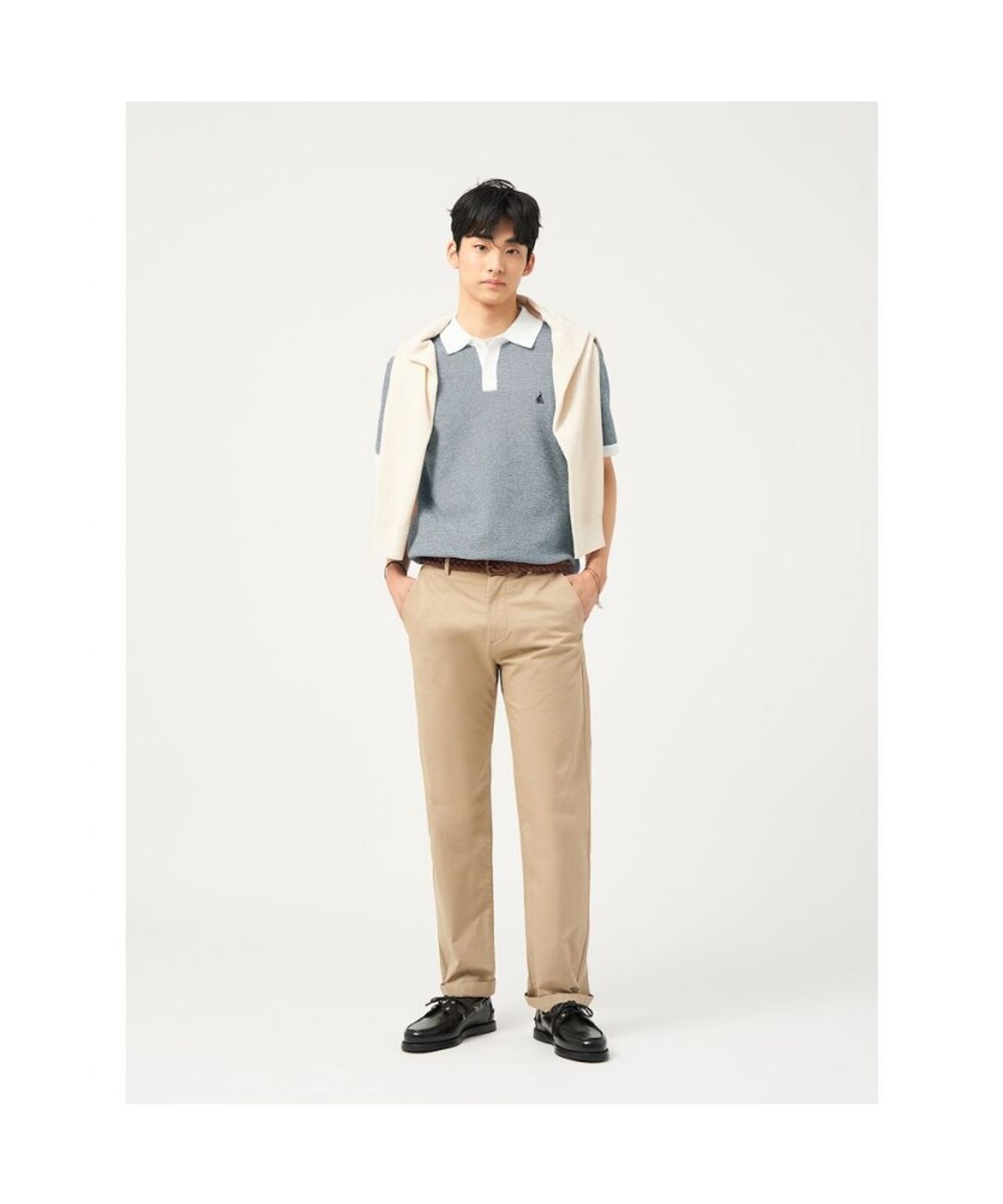 빈폴 멘(BEANPOLE MEN) [빈폴솔솔니트] 투톤 칼라넥 니트  네이비 (BC5351C32R)