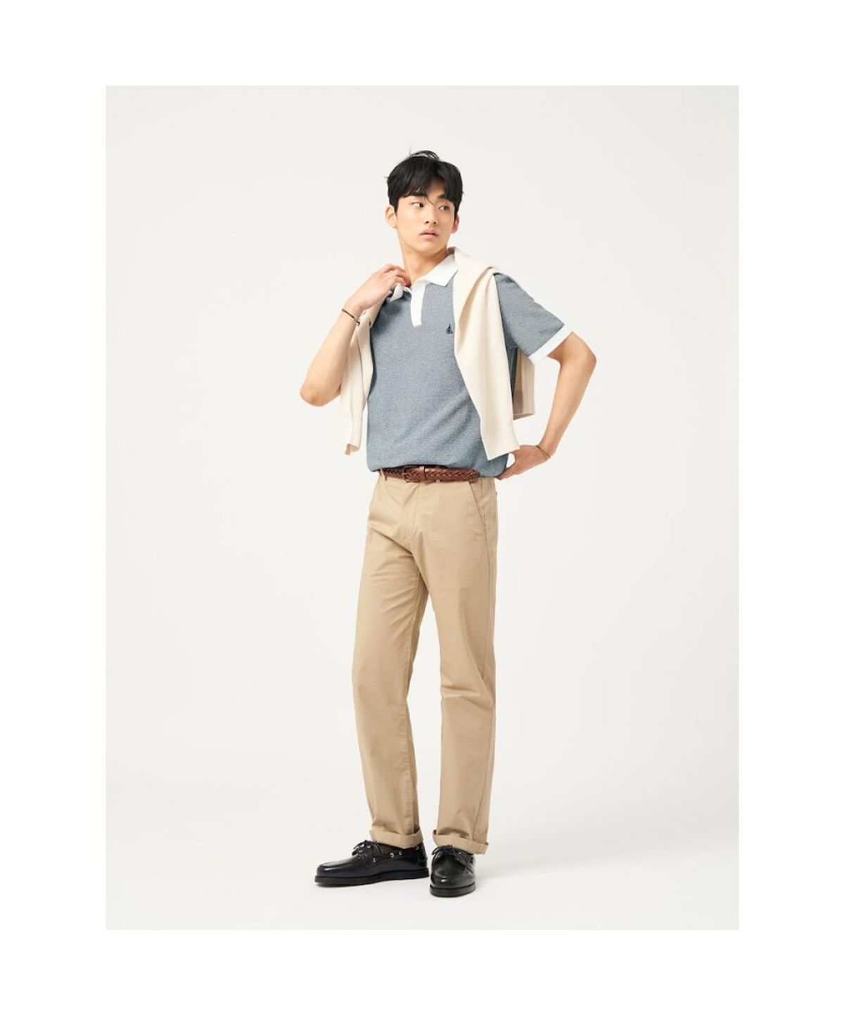 빈폴 멘(BEANPOLE MEN) [빈폴솔솔니트] 투톤 칼라넥 니트  네이비 (BC5351C32R)
