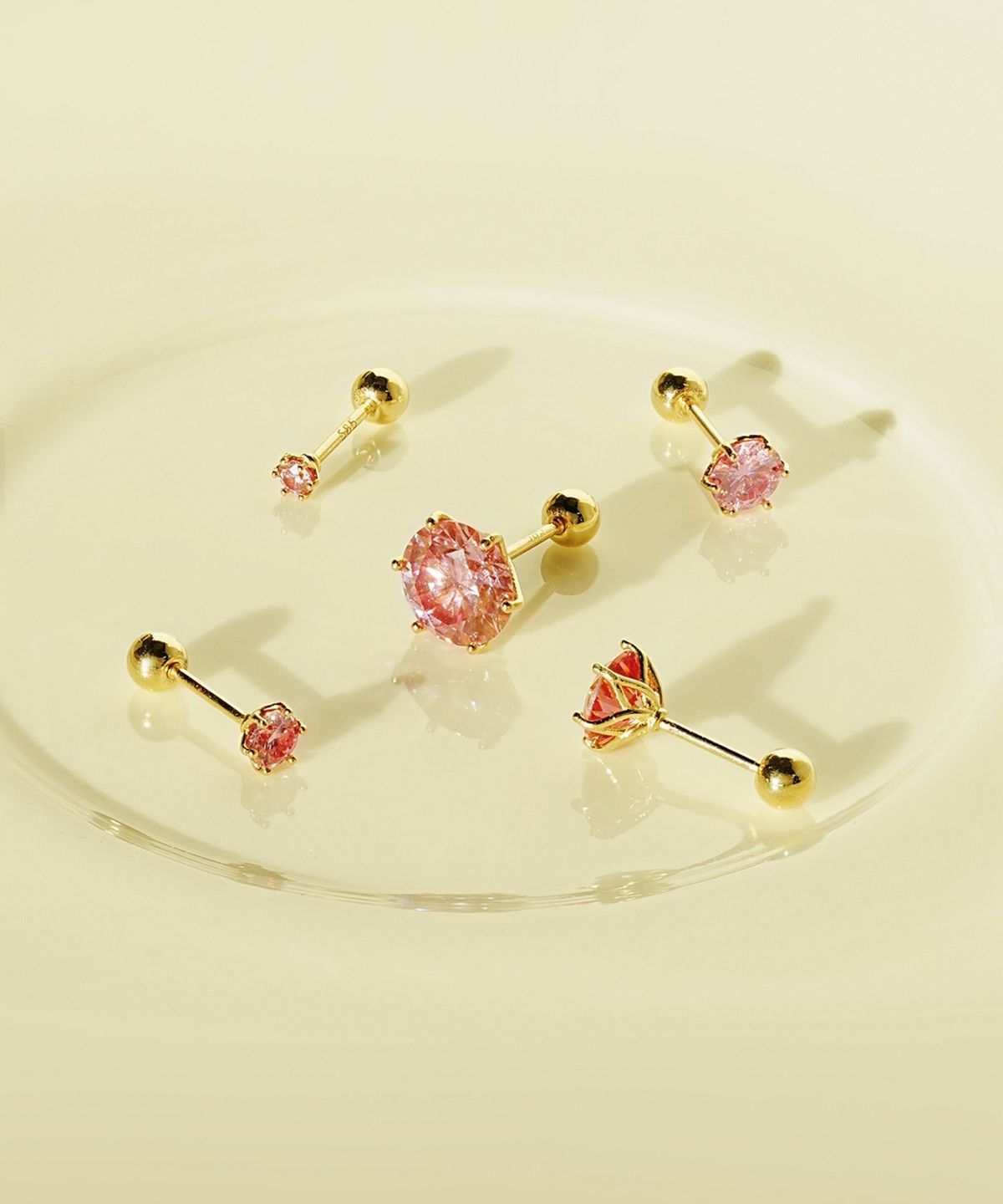 미니멀피어싱(MINIMALPIERCING) 14K 모이사나이트 다이아 핑크 노블 피어싱 귀걸이