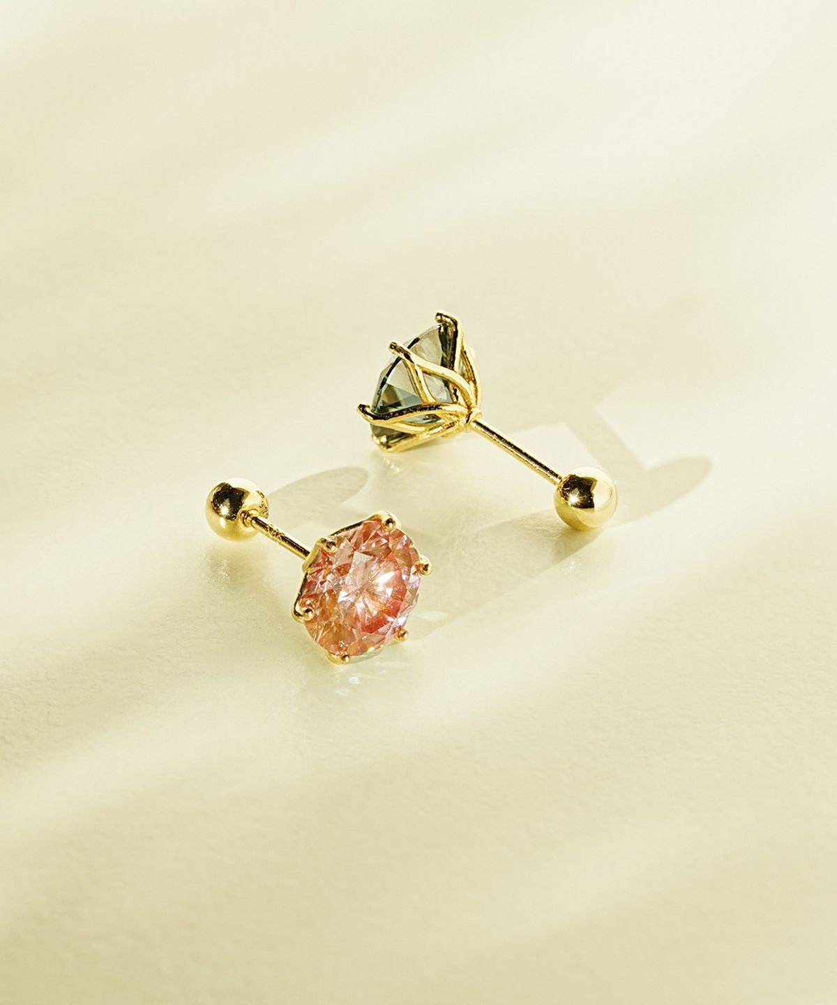 미니멀피어싱(MINIMALPIERCING) 14K 모이사나이트 다이아 핑크 노블 피어싱 귀걸이