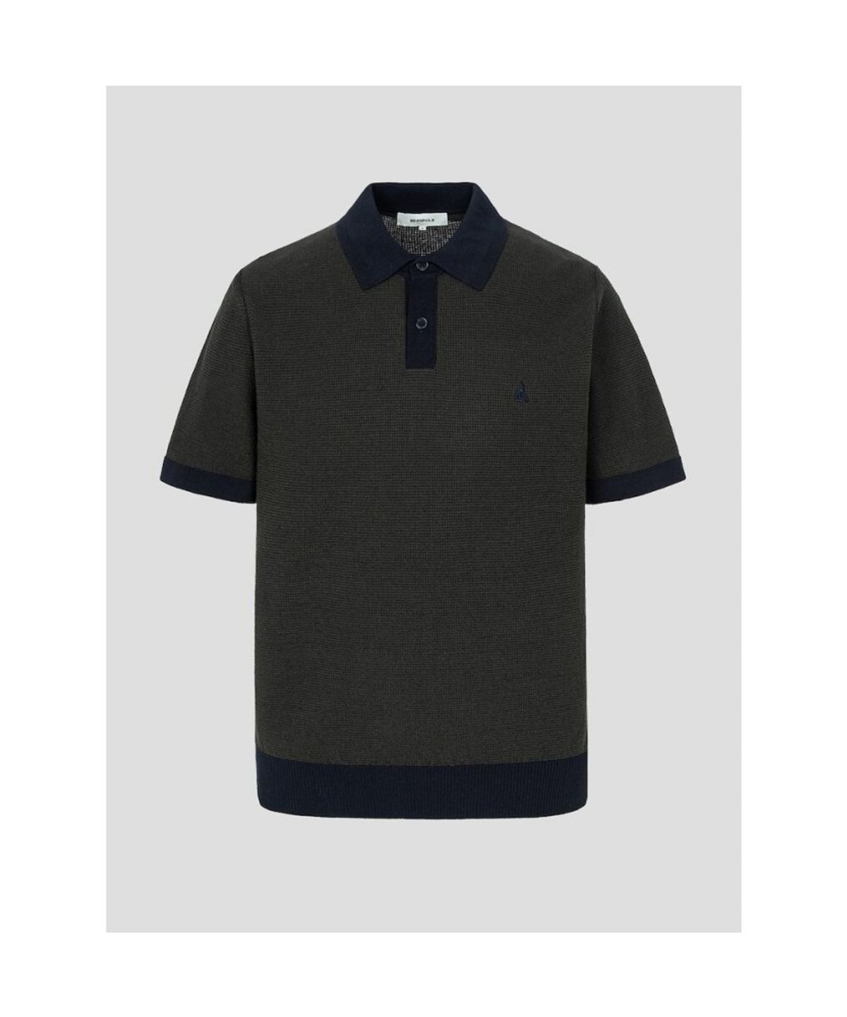 빈폴 멘(BEANPOLE MEN) [빈폴솔솔니트] 투톤 텍스처 칼라넥 니트  카키 (BC5351C32H)