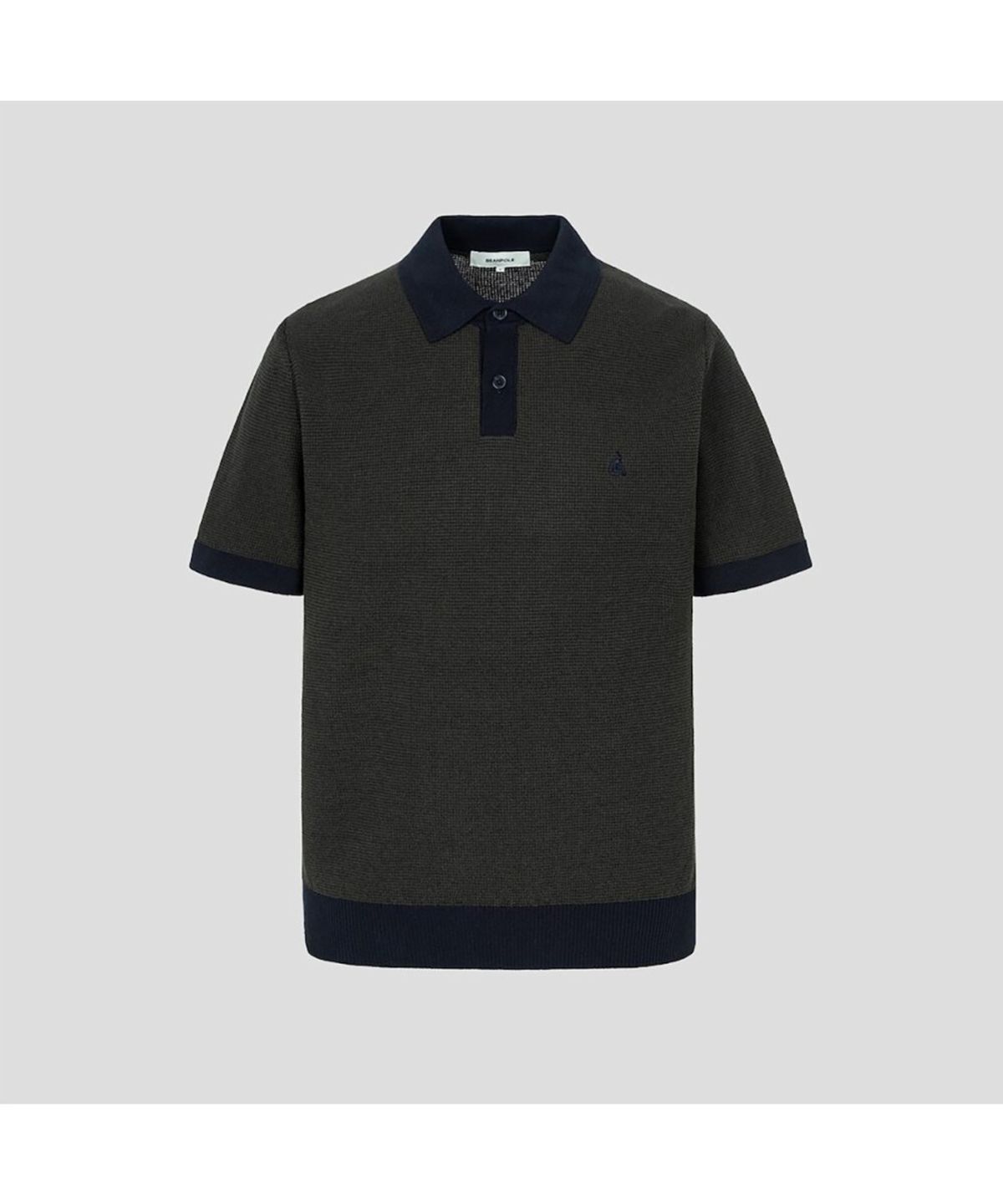 빈폴 멘(BEANPOLE MEN) [빈폴솔솔니트] 투톤 텍스처 칼라넥 니트  카키 (BC5351C32H)