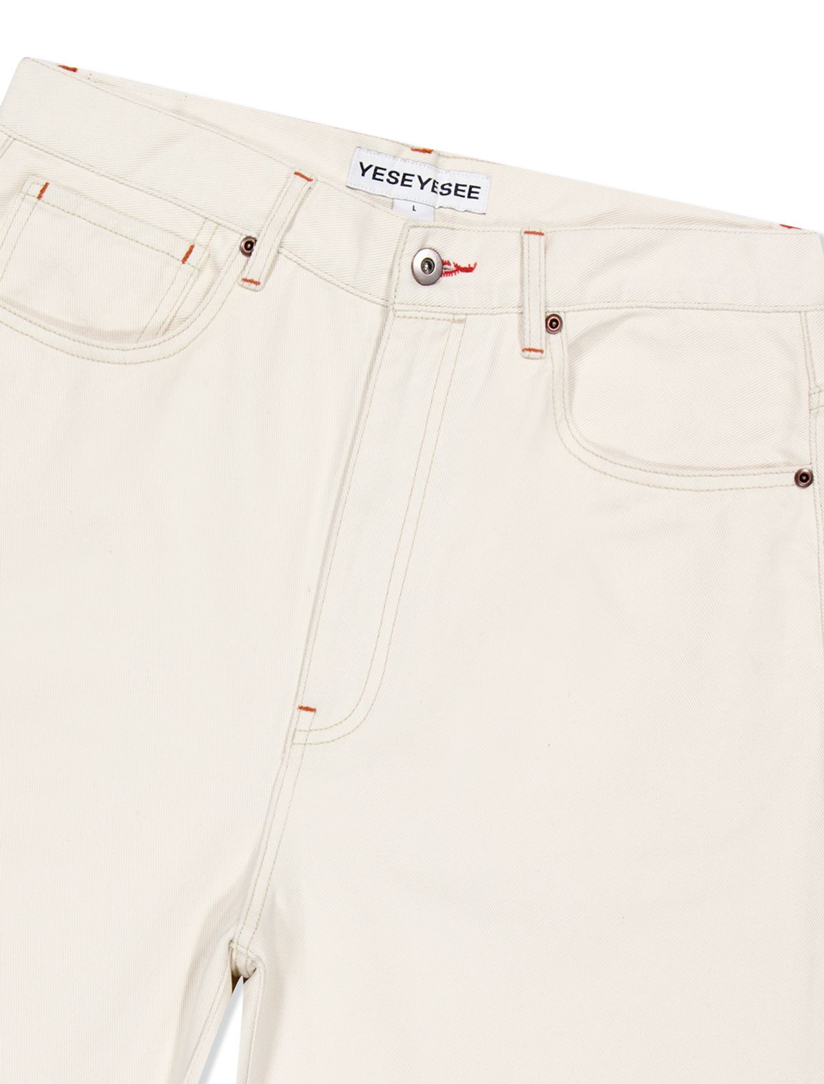 예스아이씨(YESEYESEE) Basal 5 Pockets Denim Shorts Cream