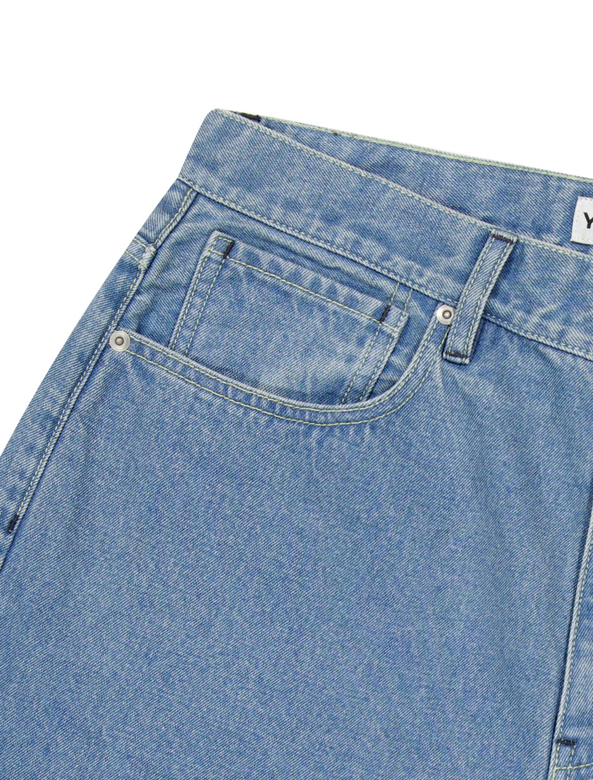 예스아이씨(YESEYESEE) [25SS] Basal 5 Pockets Denim Shorts Bleached Indigo