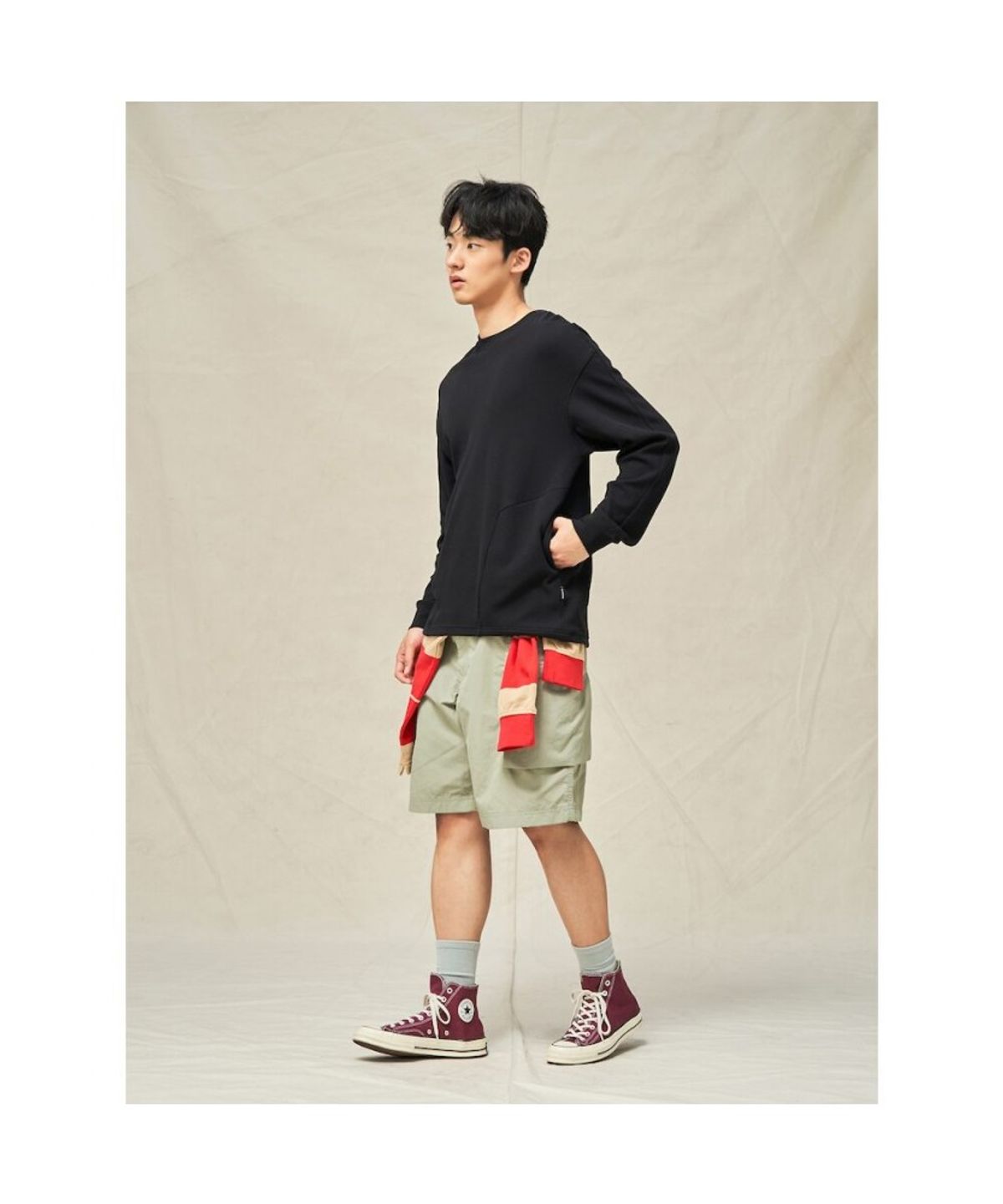 빈폴 멘(BEANPOLE MEN) [BEANPOLEKNAP] 와플 라운드티  블랙 (BC5341N045)