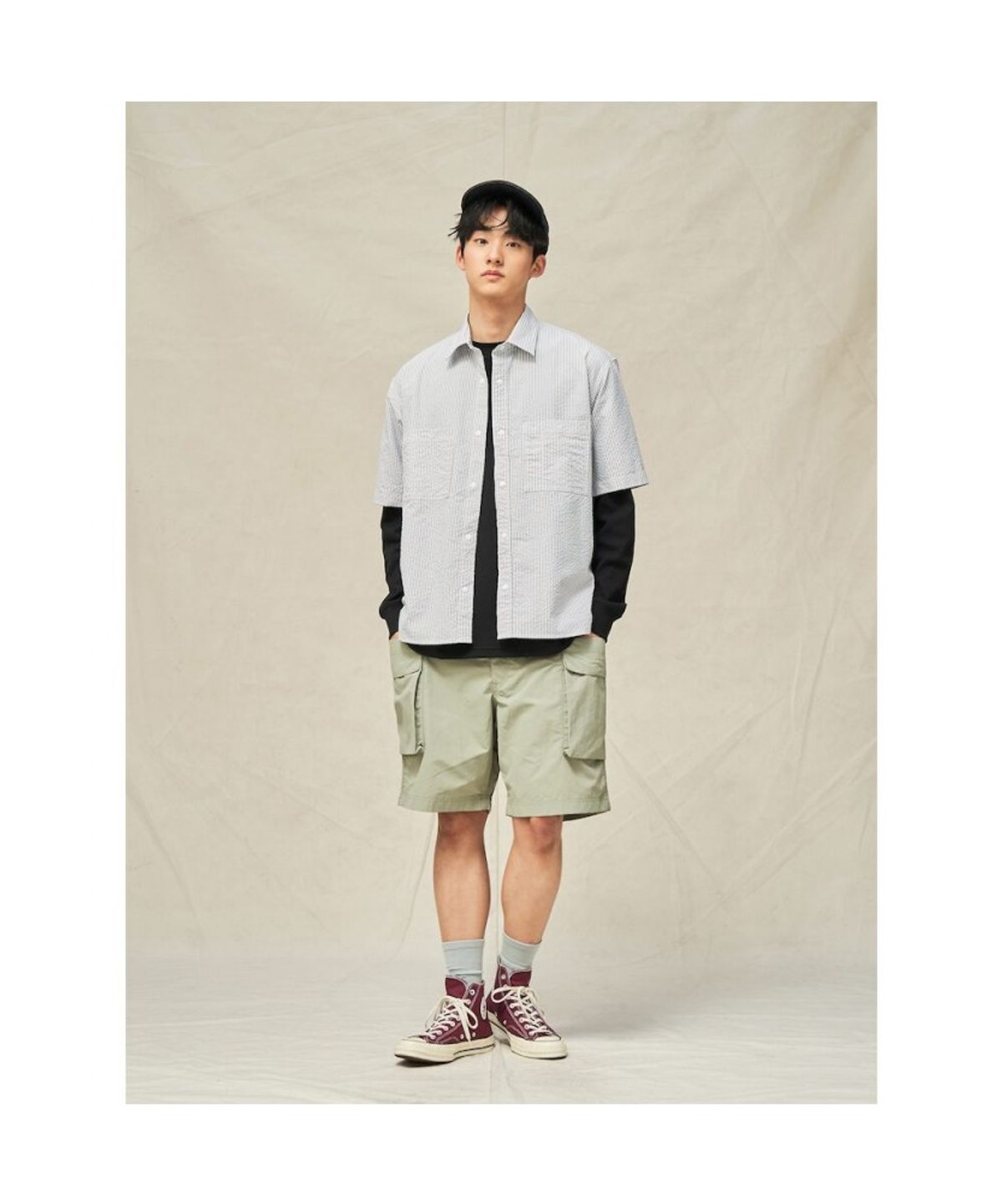 빈폴 멘(BEANPOLE MEN) [BEANPOLEKNAP] 폴리 옥스퍼드 반소매 셔츠  그레이 (BC5365N013)