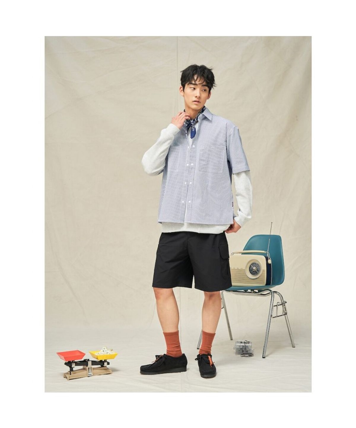빈폴 멘(BEANPOLE MEN) [BEANPOLEKNAP] 폴리 옥스퍼드 반소매 셔츠  블루 (BC5365N01P)
