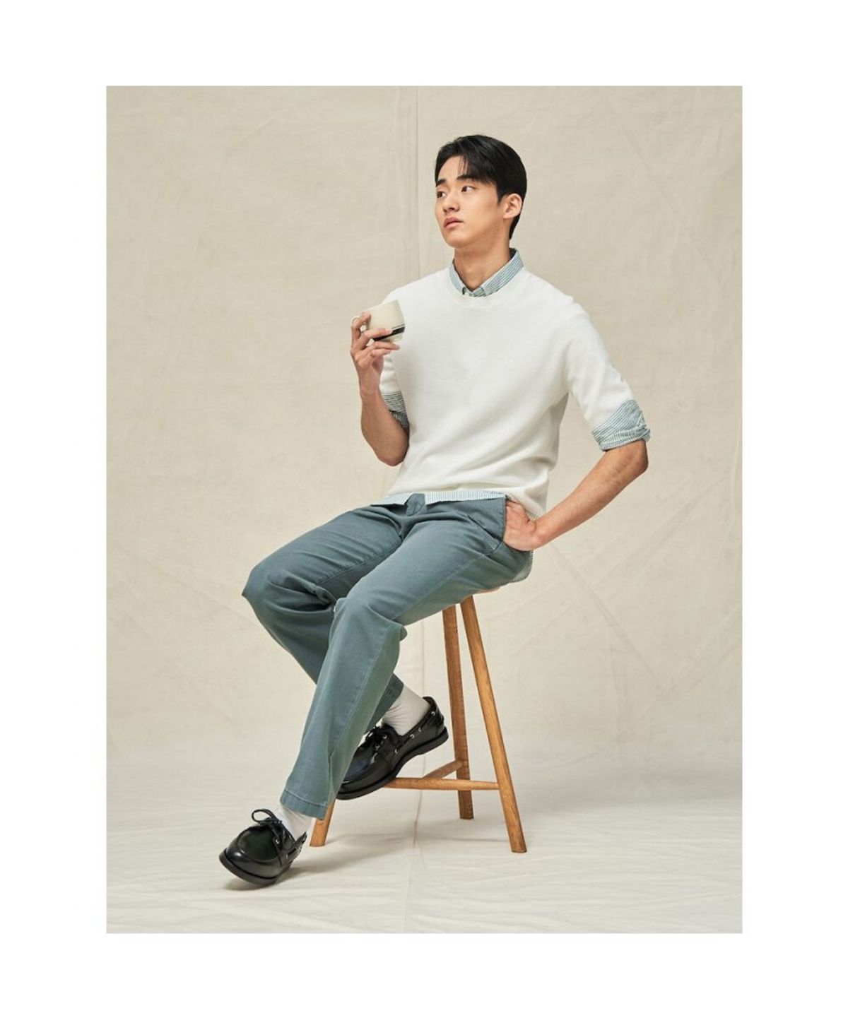 빈폴 멘(BEANPOLE MEN) 가먼트 다잉 레귤러 팬츠  그린 (BC5221C12M)