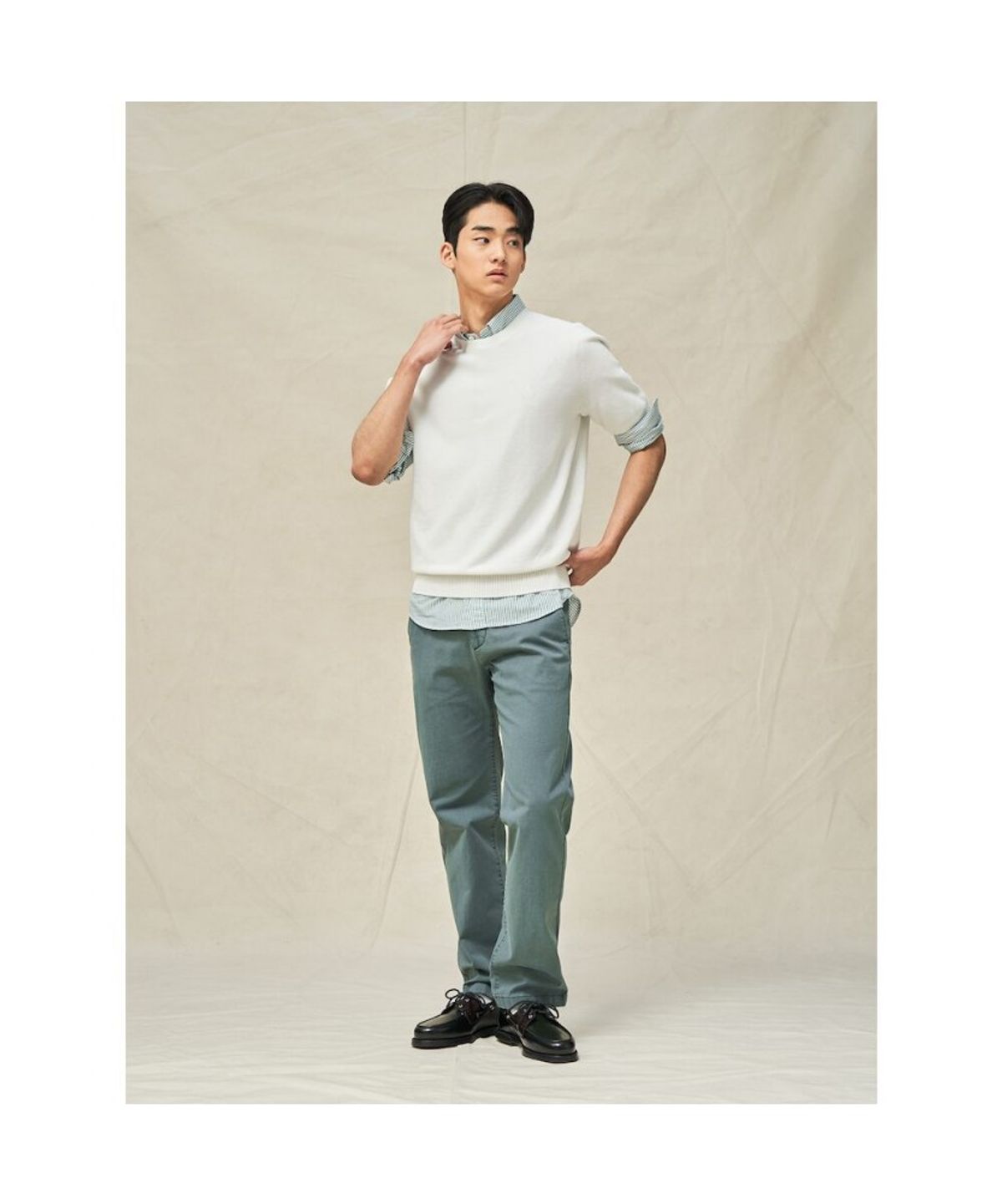 빈폴 멘(BEANPOLE MEN) 가먼트 다잉 레귤러 팬츠  그린 (BC5221C12M)