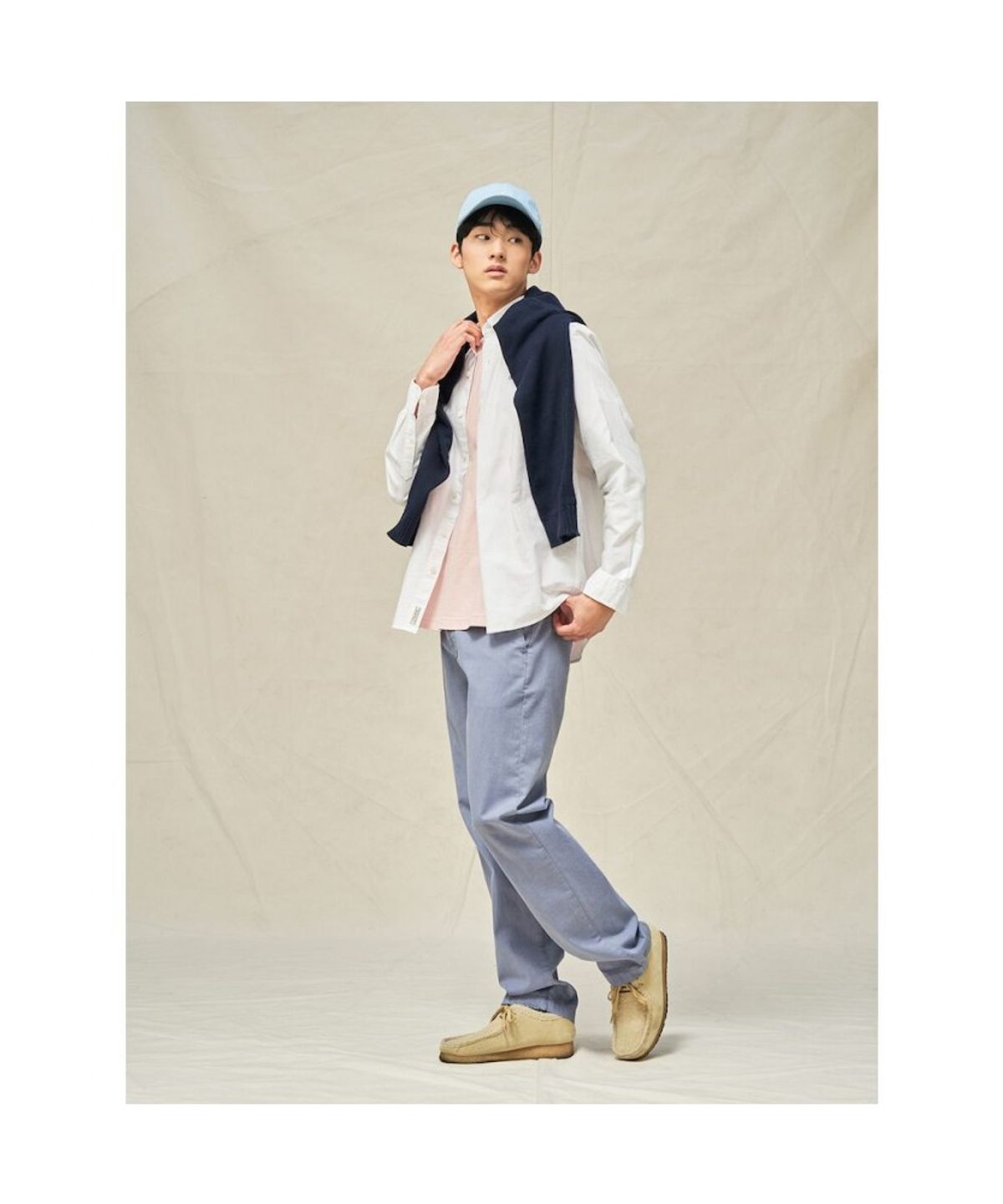 빈폴 멘(BEANPOLE MEN) 가먼트 다잉 레귤러 팬츠  블루 (BC5221C12P)