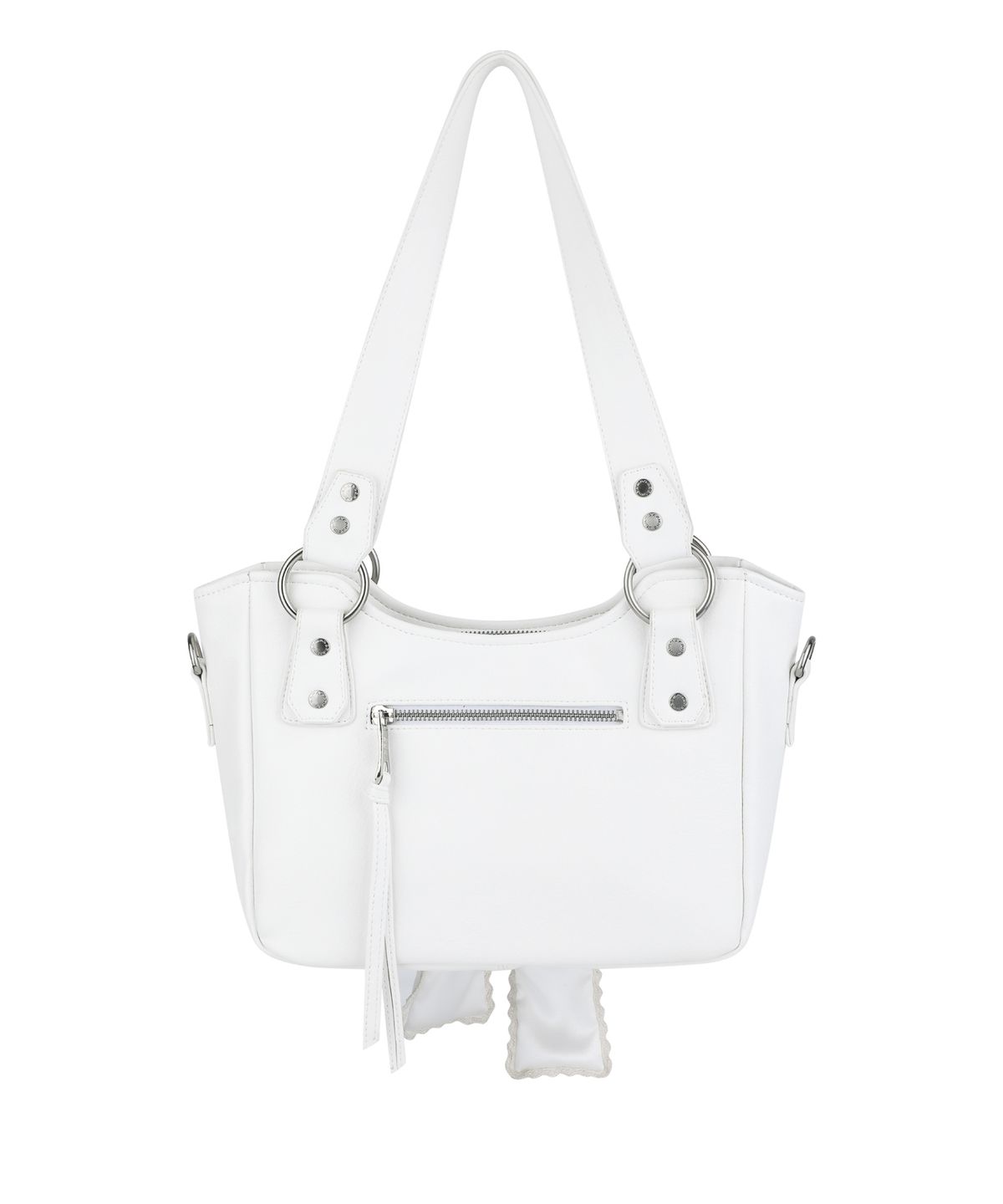 이우가마카라스(IUGAMAKARAS) Laced Ribbon Leather Shoulder Bag (White)