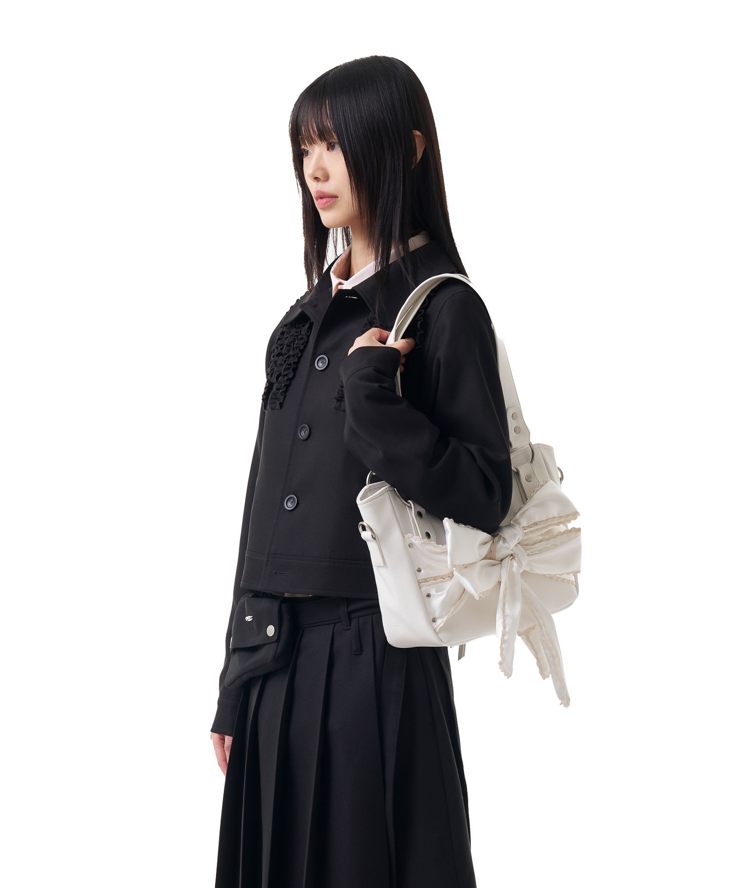 IUGAMAKARAS ■ Laced Ribbon Shoulder Bag MUSINSA | IUGAMAKARAS Laced Ribbon Leather Shoulder Bag (Black)