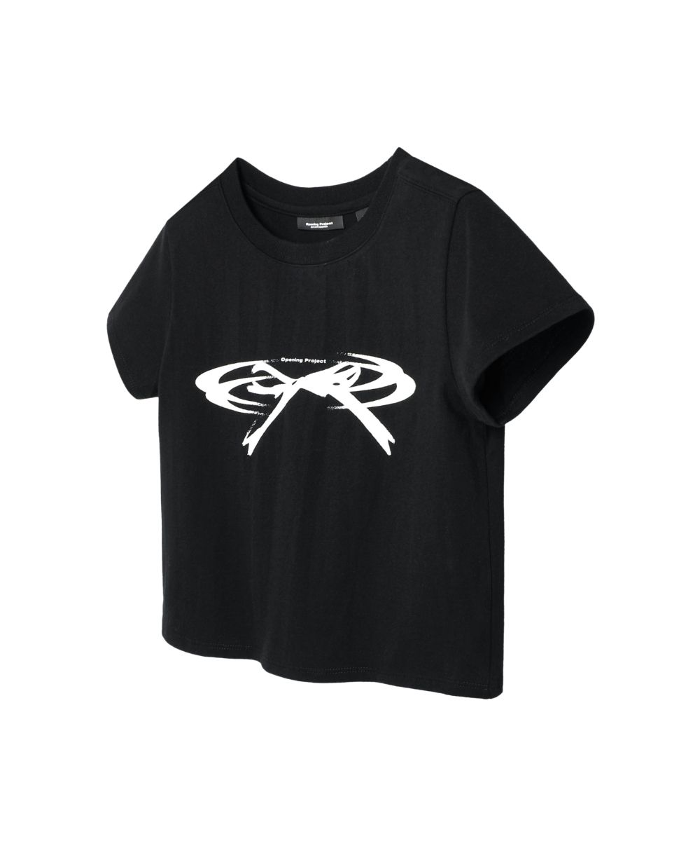 OPENING PROJECT/IVEレイ着用/W Cropped Ribbon Half T Shirt Ive Rei Pick] Opening Project W Cropped OPN Half T-Shirt