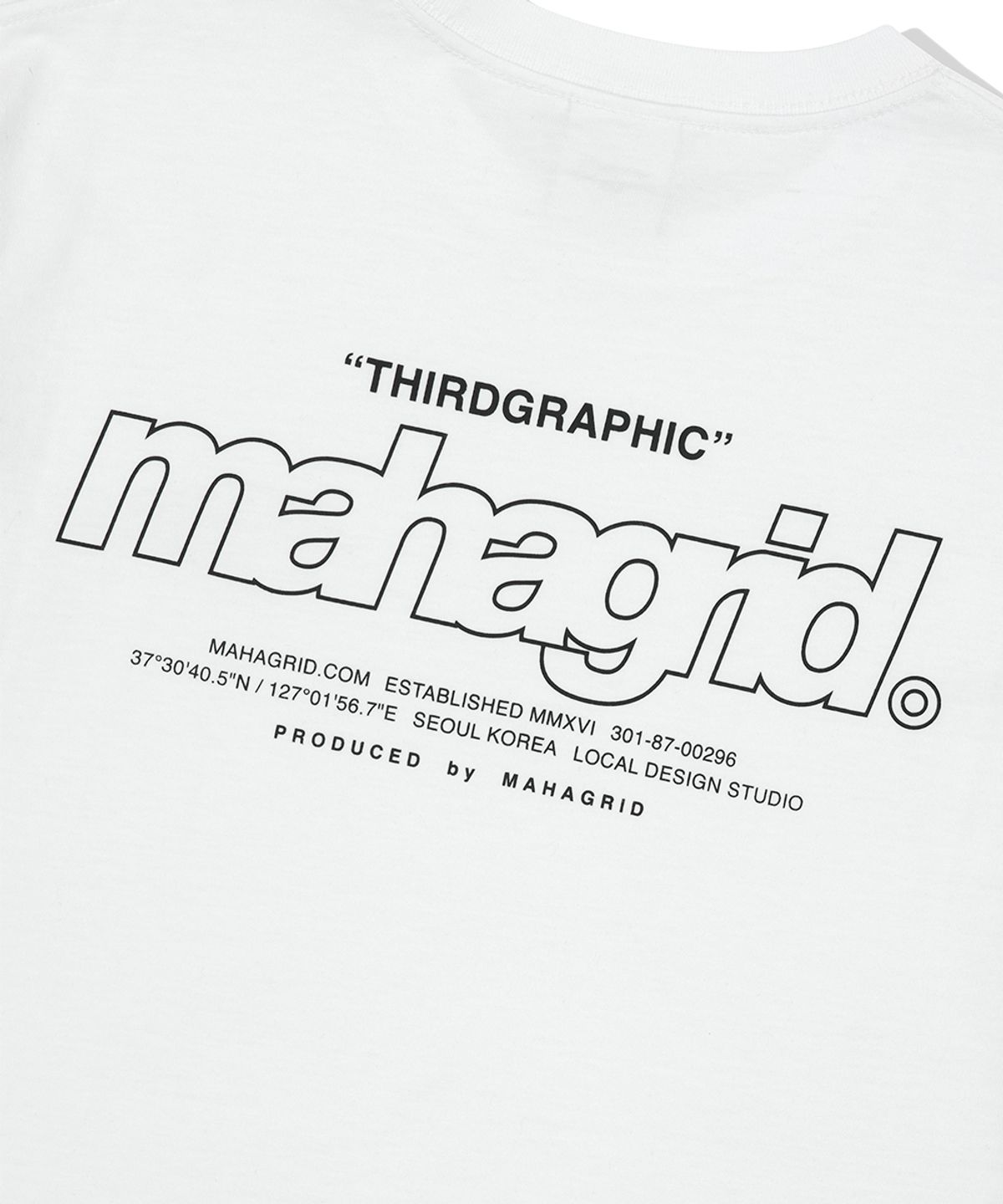 마하그리드(MAHAGRID) BACK THIRD LOGO TEE WHITE(MG2FMMT502A)