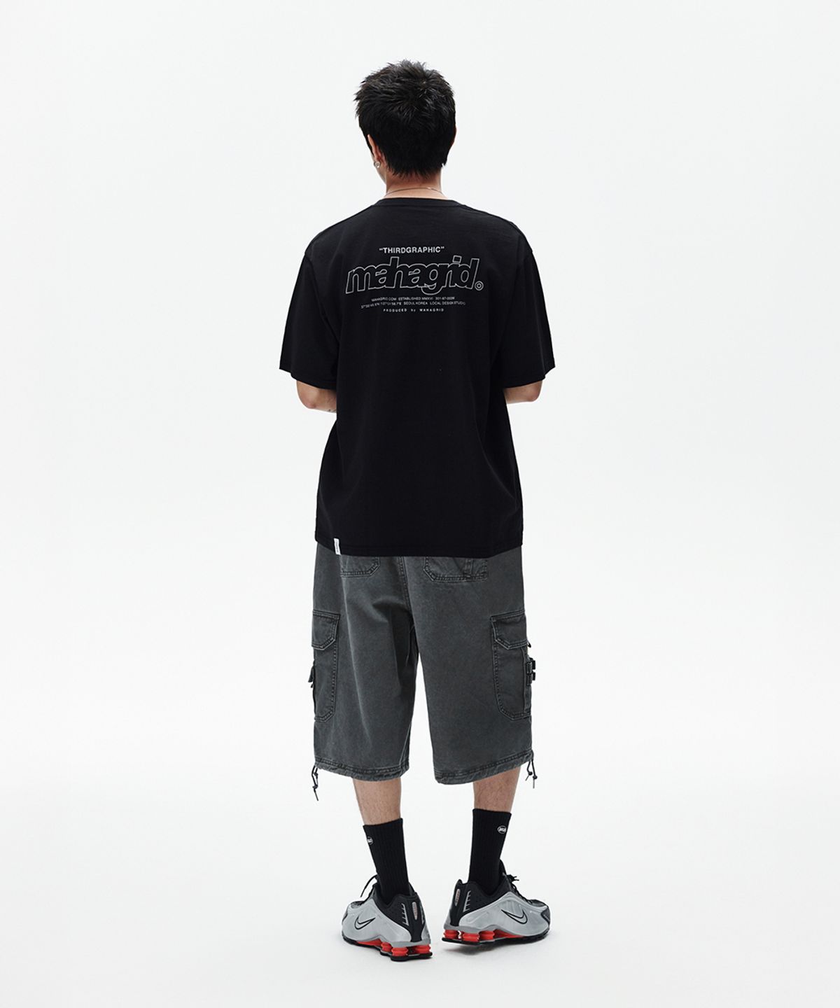 마하그리드(MAHAGRID) BACK THIRD LOGO TEE BLACK(MG2FMMT502A)