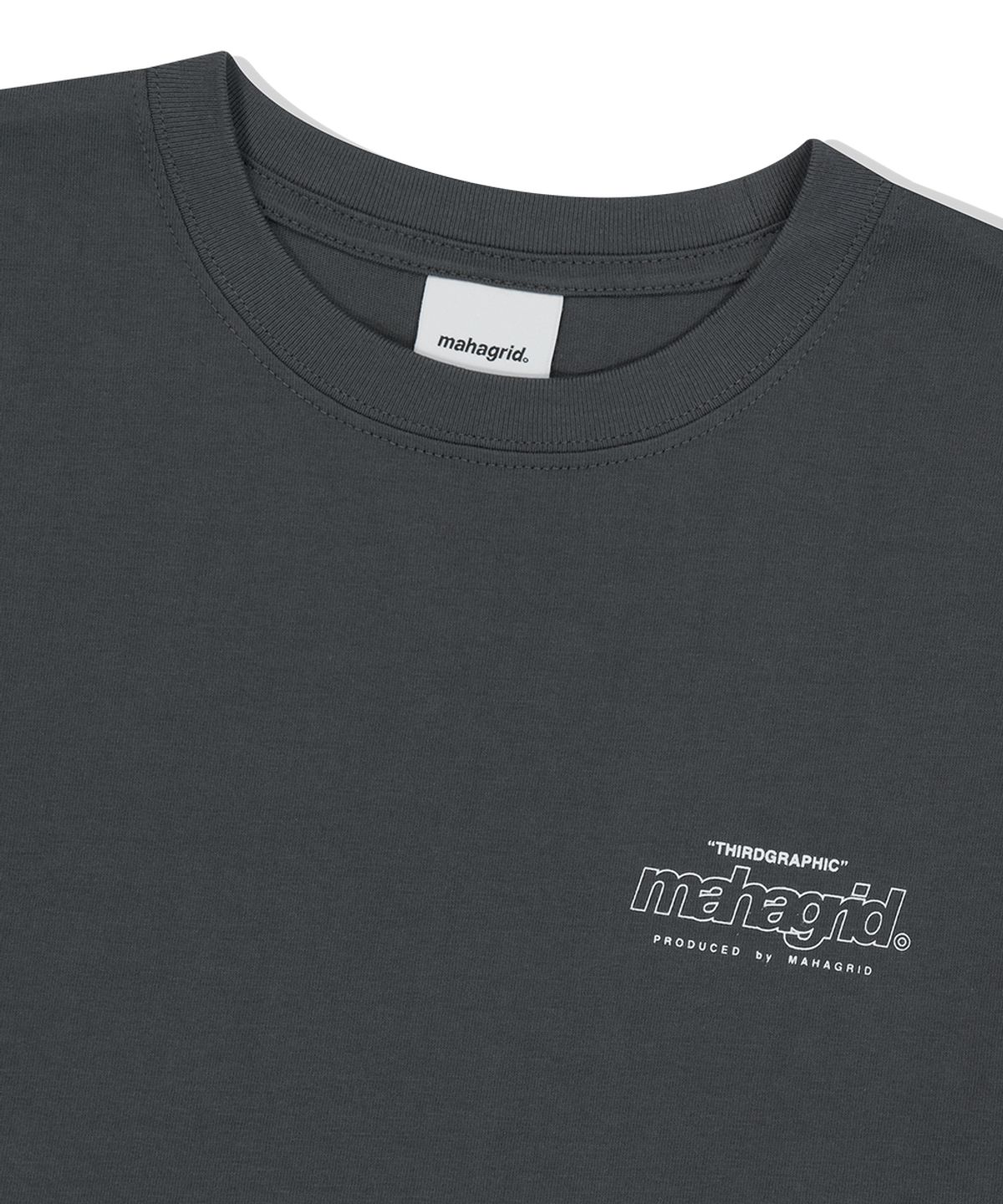 마하그리드(MAHAGRID) BACK THIRD LOGO TEE CHARCOAL(MG2FMMT502A)