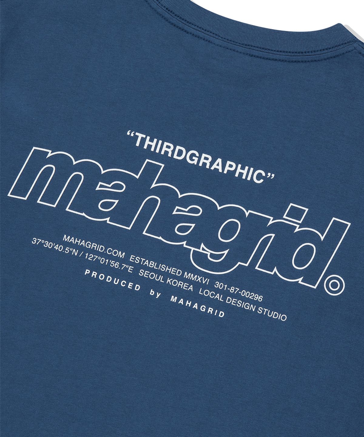 마하그리드(MAHAGRID) BACK THIRD LOGO TEE BLUE(MG2FMMT502A)