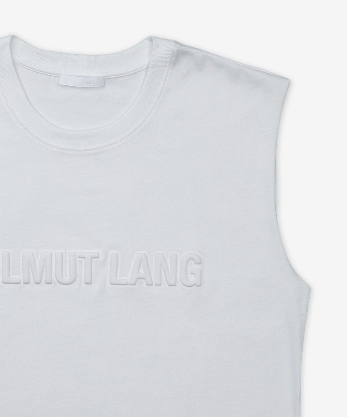 헬무트 랭(HELMUT LANG) 엠보싱 로고 탱크 민소매 티셔츠 - 옵틱 화이트 / P01HM502c7j