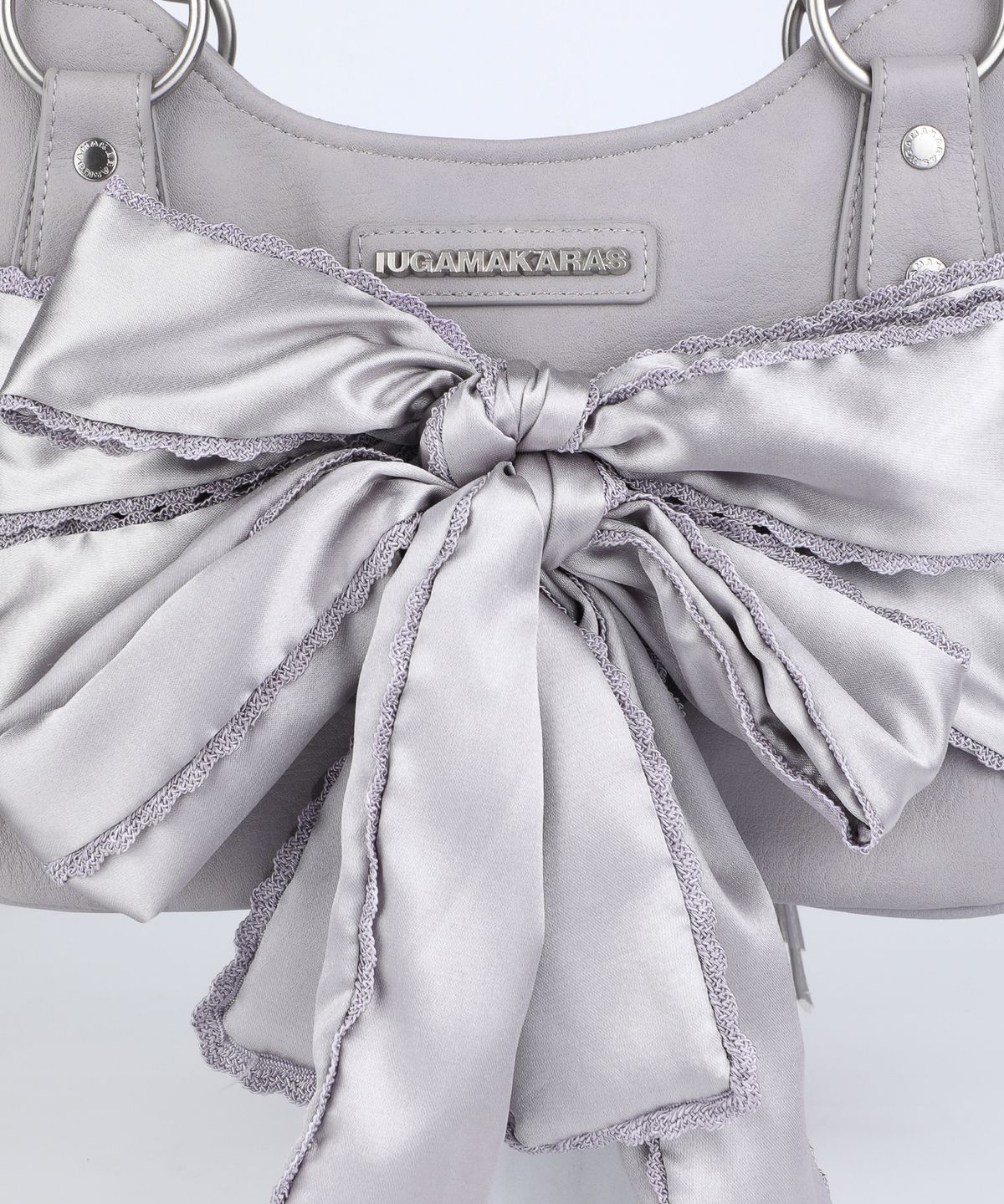 이우가마카라스(IUGAMAKARAS) Laced Ribbon Leather Shoulder Bag (Light Purple)