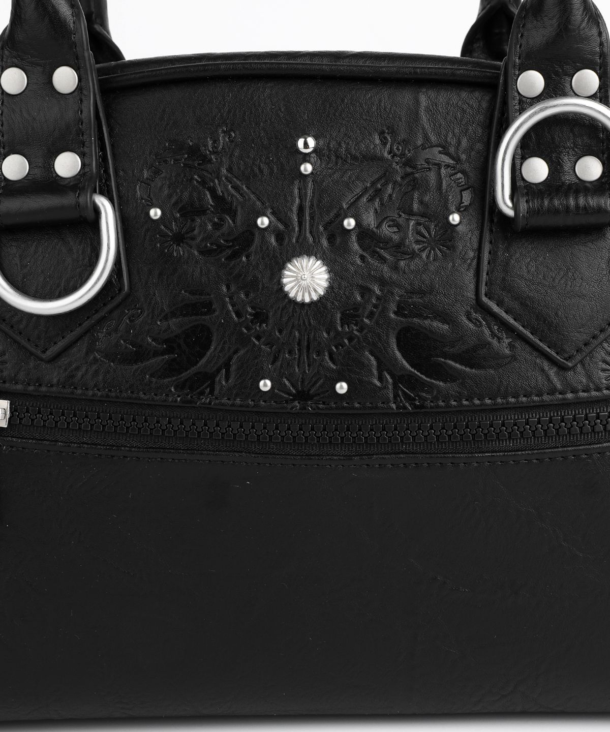 이우가마카라스(IUGAMAKARAS) Studded Leather Bowling Bag (Black)