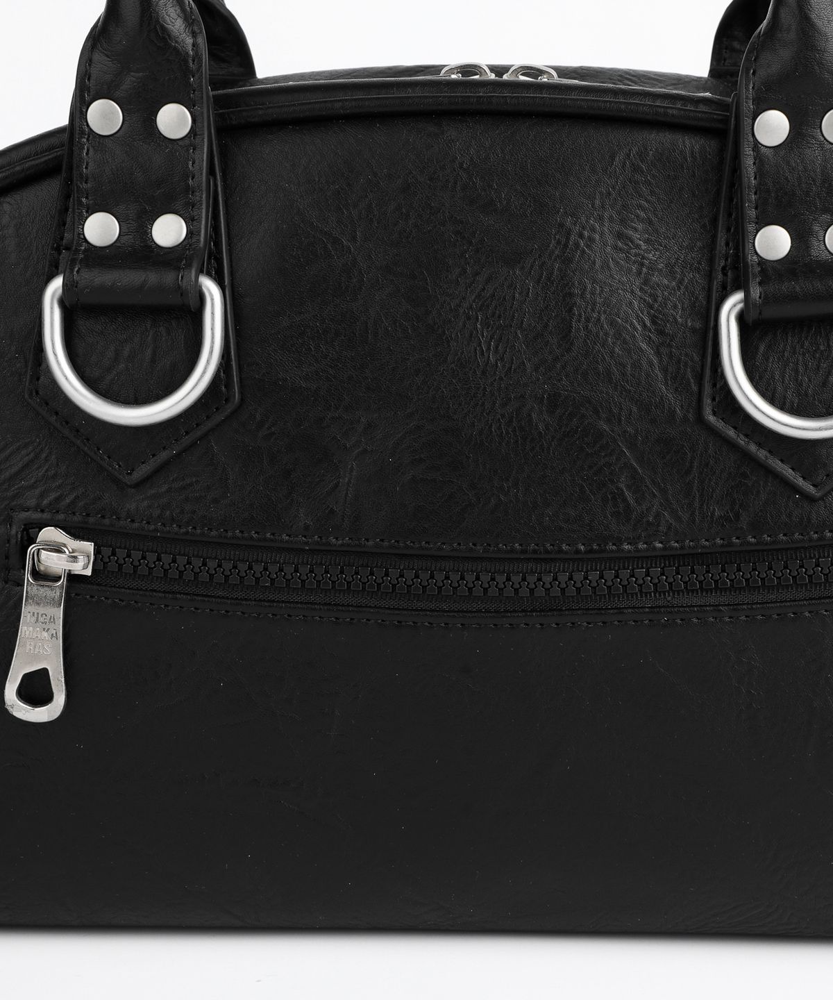 이우가마카라스(IUGAMAKARAS) Studded Leather Bowling Bag (Black)