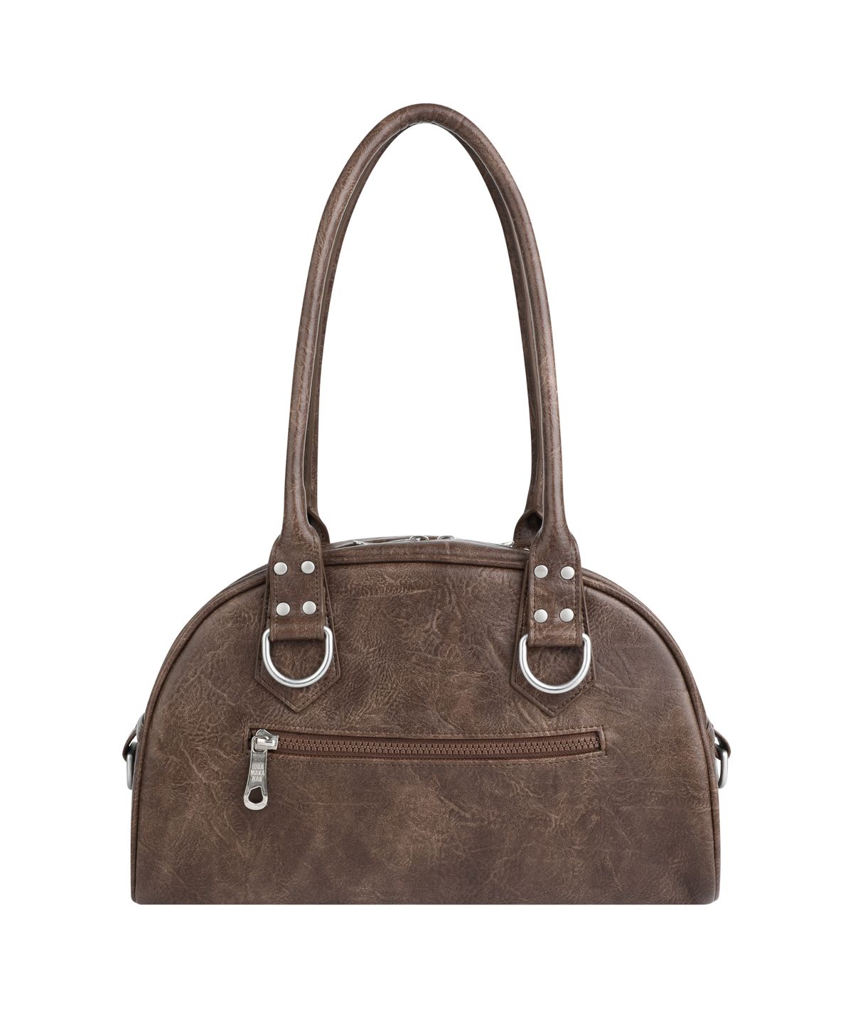 이우가마카라스(IUGAMAKARAS) Studded Leather Bowling Bag (Brown)