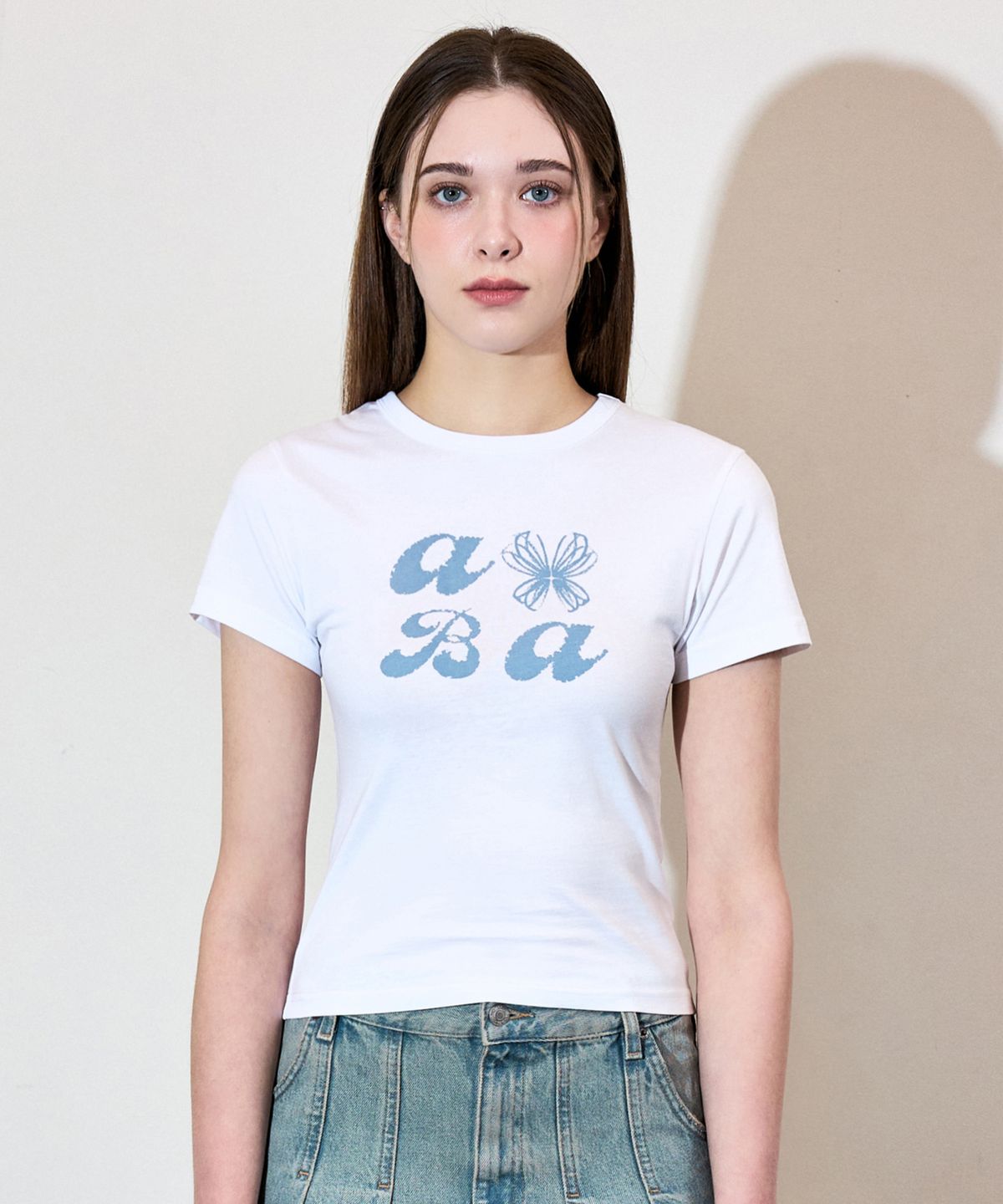 베테제(VETEZE) 오브에 ABA 스타리본 하프 티셔츠 (WHITE)