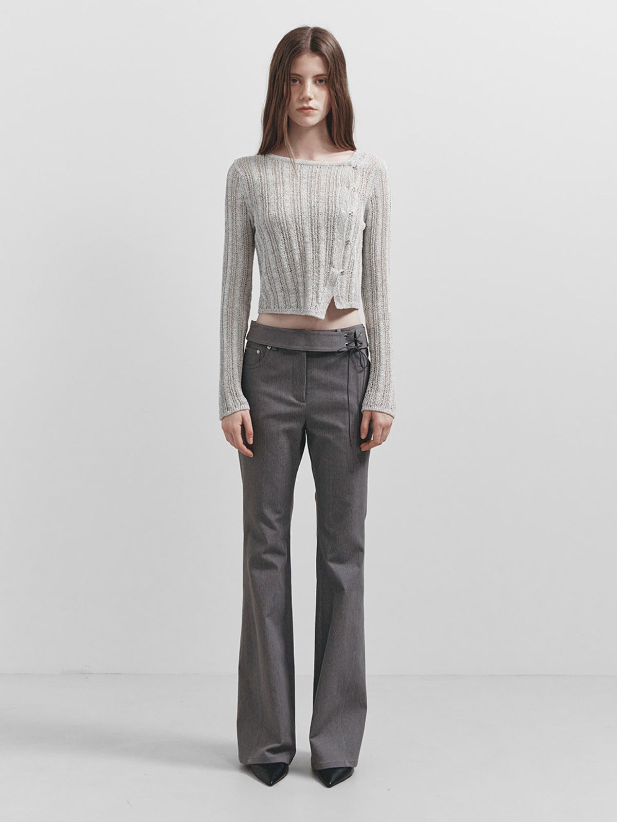 레이브(RAIVE) Belted Stripe Bootscut Pants VW5SL453_2color