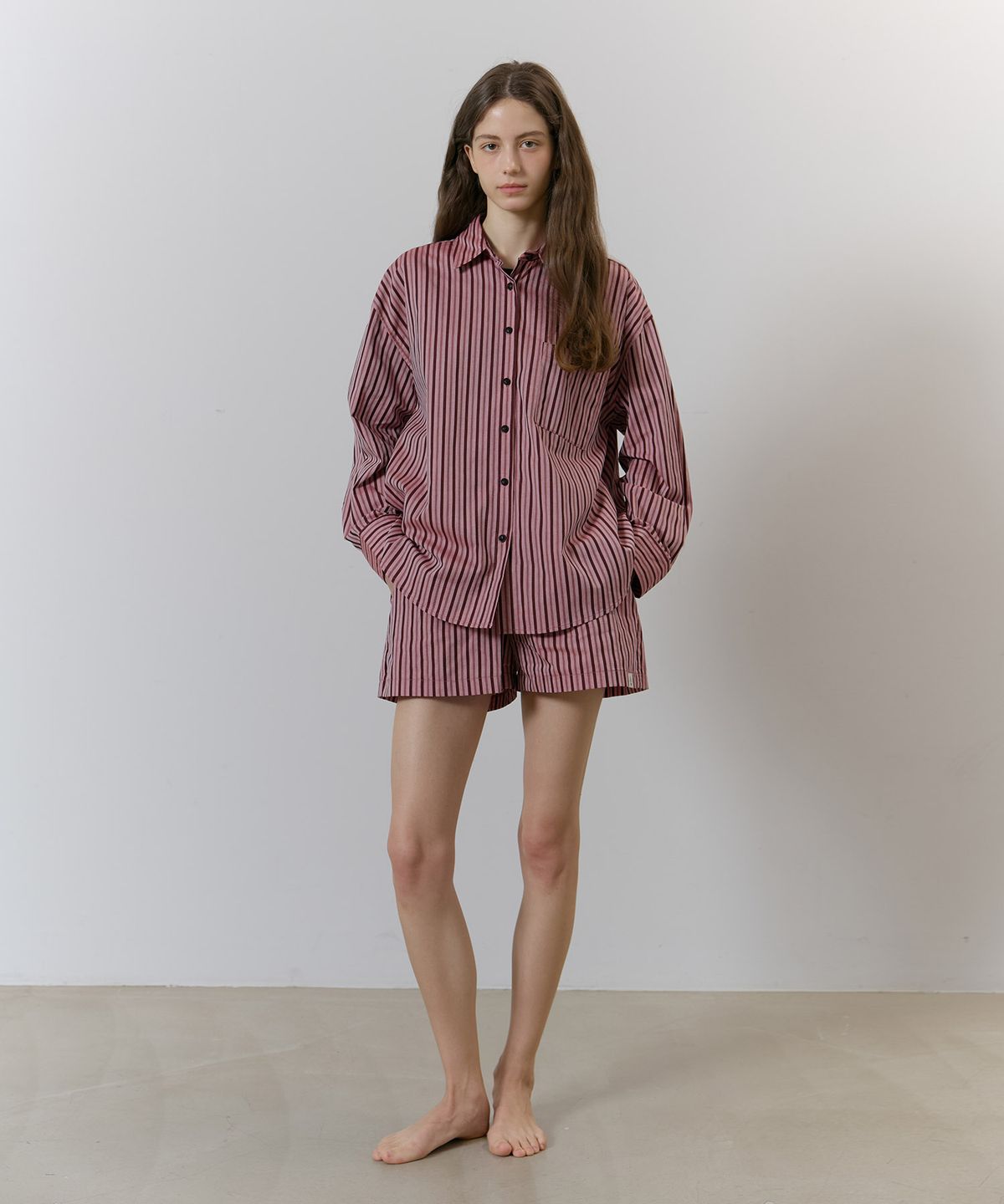 아템포(ATEMPO) STRIPE PAJAMA SET_cherry pink (woman)