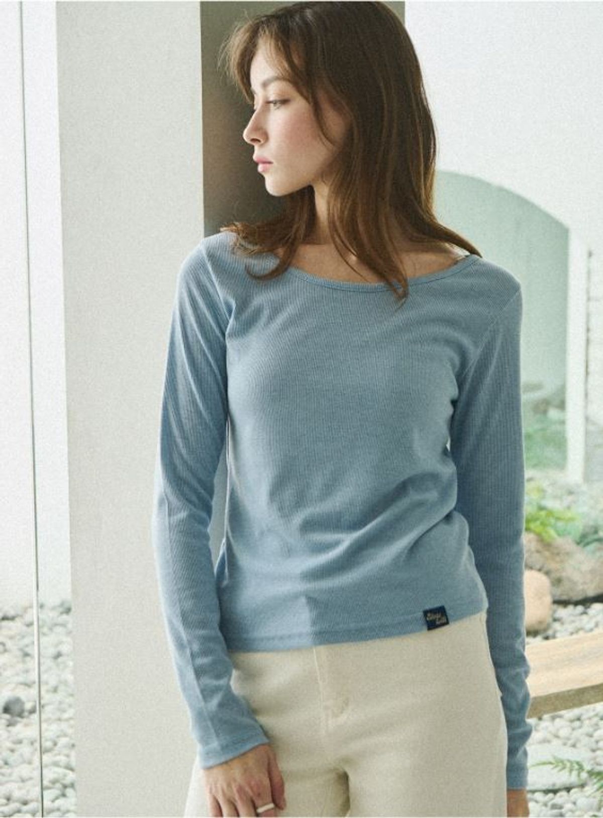 슬로우롤리(SLOWLOLLI) Boat neck basic long sleeve t-shirt_4 Colors