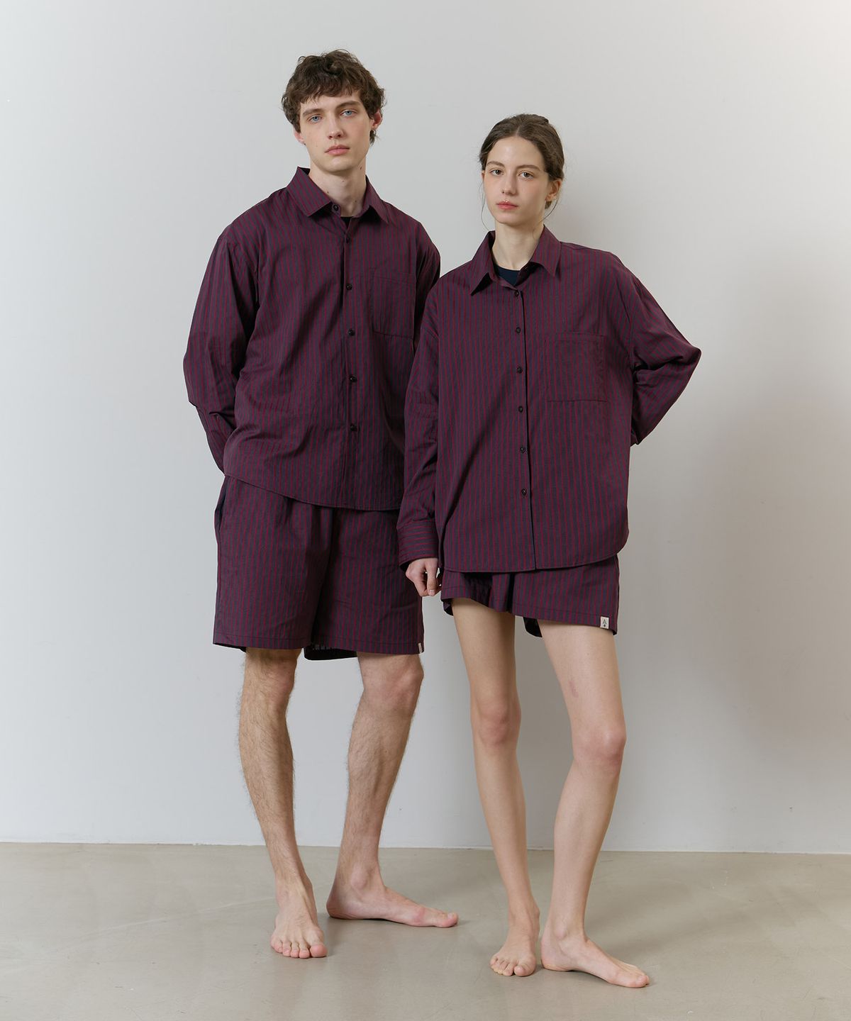 아템포(ATEMPO) STRIPE PAJAMA SET_wine red (woman)