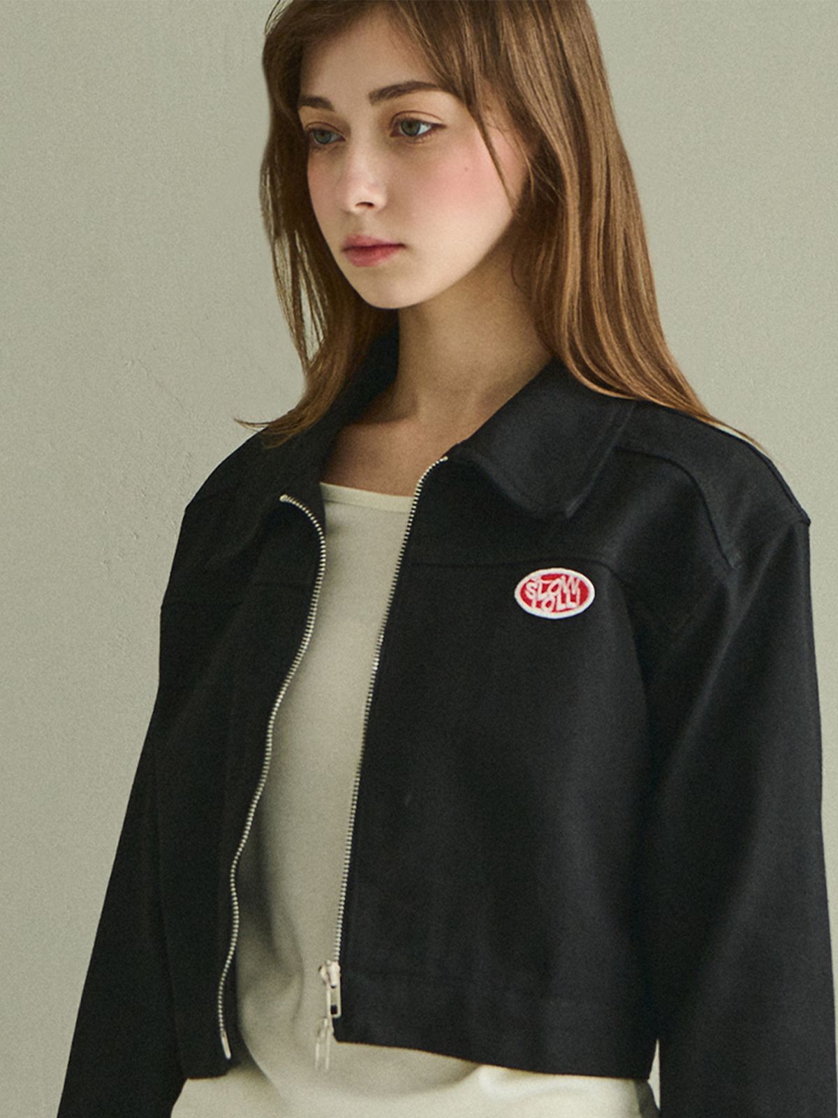 슬로우롤리(SLOWLOLLI) Cropped jacket - Black