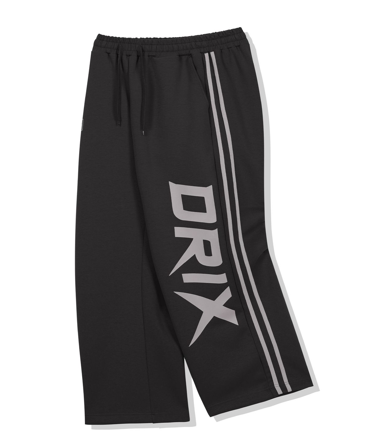 드릭스(DRIX) 트랙 라인 그래픽 와이드 스웨트 팬츠_차콜