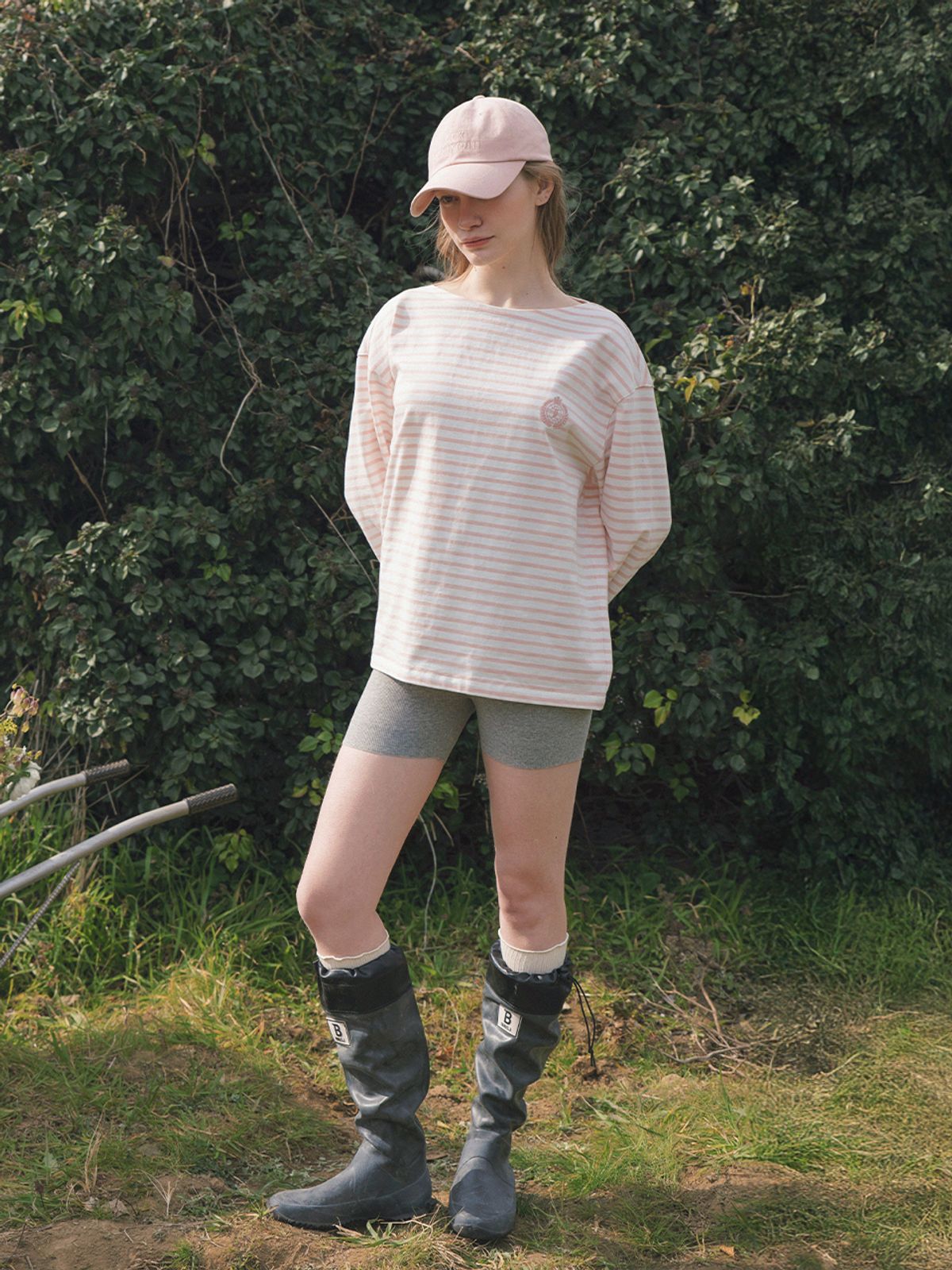 르니나(LENINA) ERICA embroidery stripe T-shirt_PINK