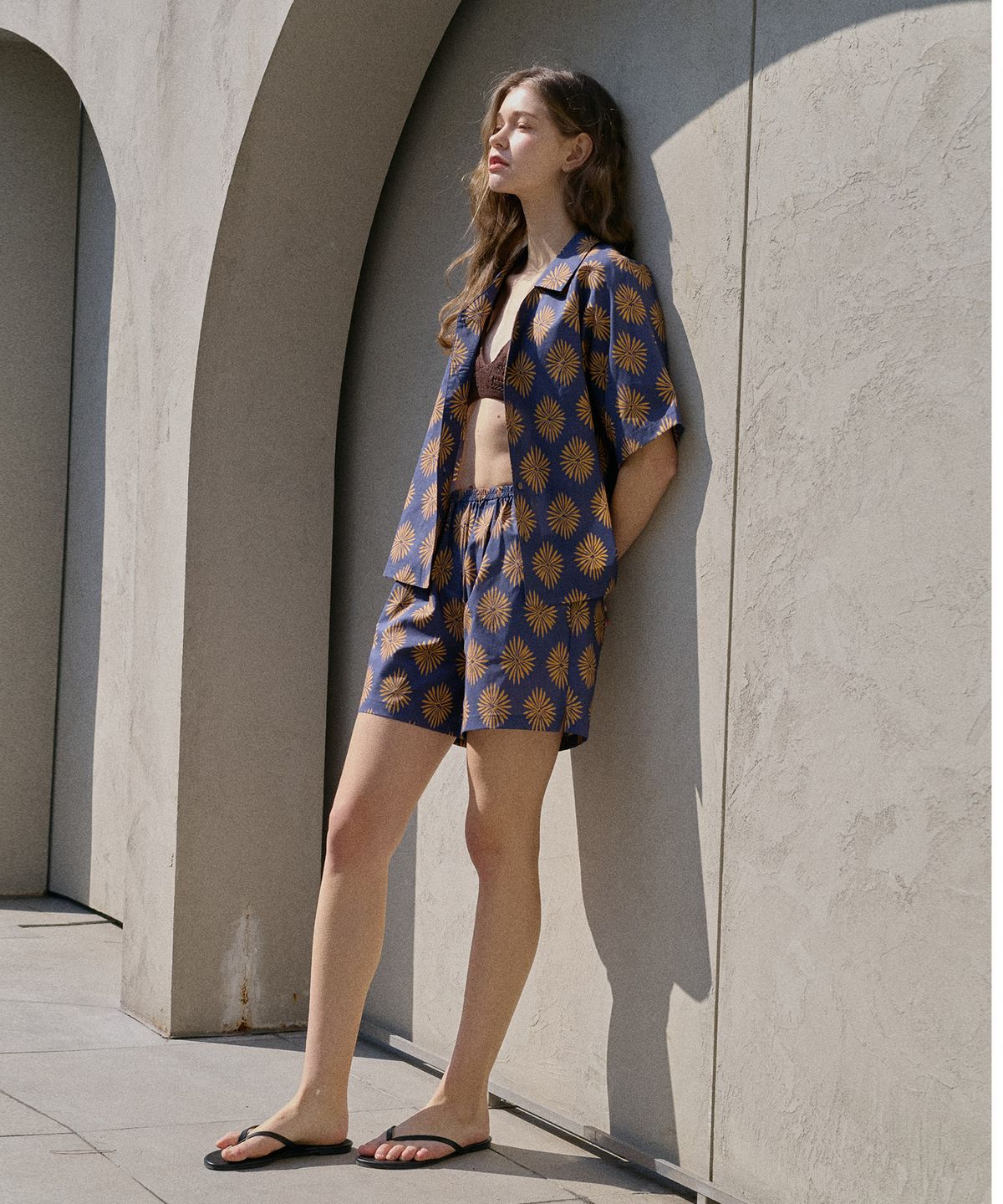 아템포(ATEMPO) BALI V-NECK SET_sunset navy