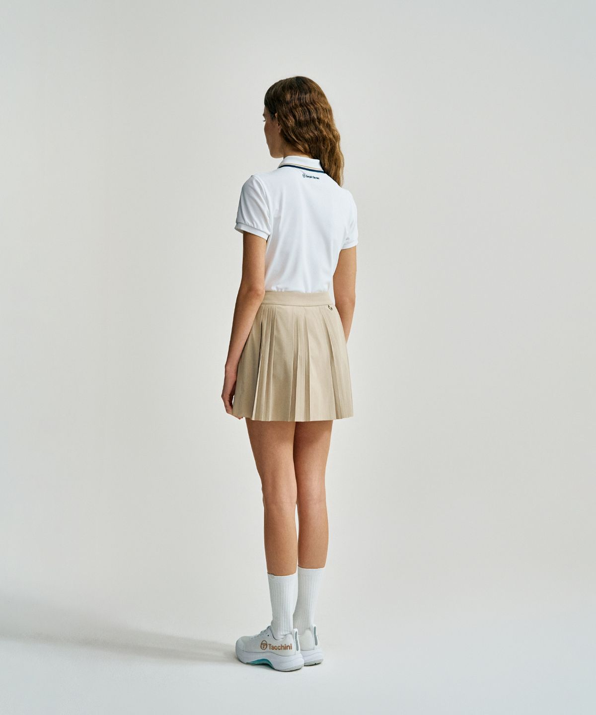 세르지오 타키니(SERGIO TACCHINI) W 언발란스 우븐 플리츠 스커트 (D.Beige)