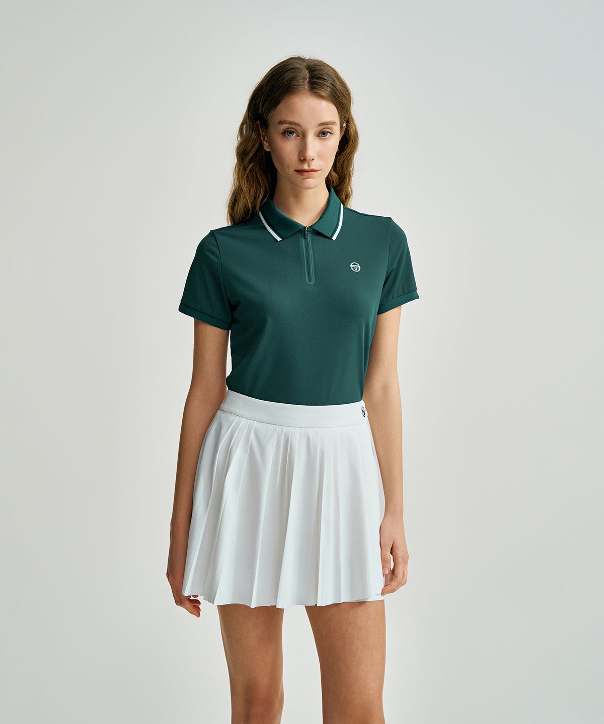 세르지오 타키니(SERGIO TACCHINI) W 카라포인트 지퍼넥 피케 반팔 폴로 (D.Green)