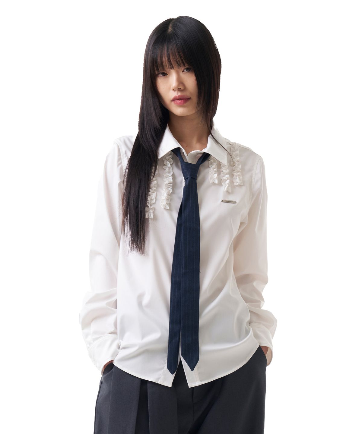 이우가마카라스(IUGAMAKARAS) Pin Striped Tie (Navy)